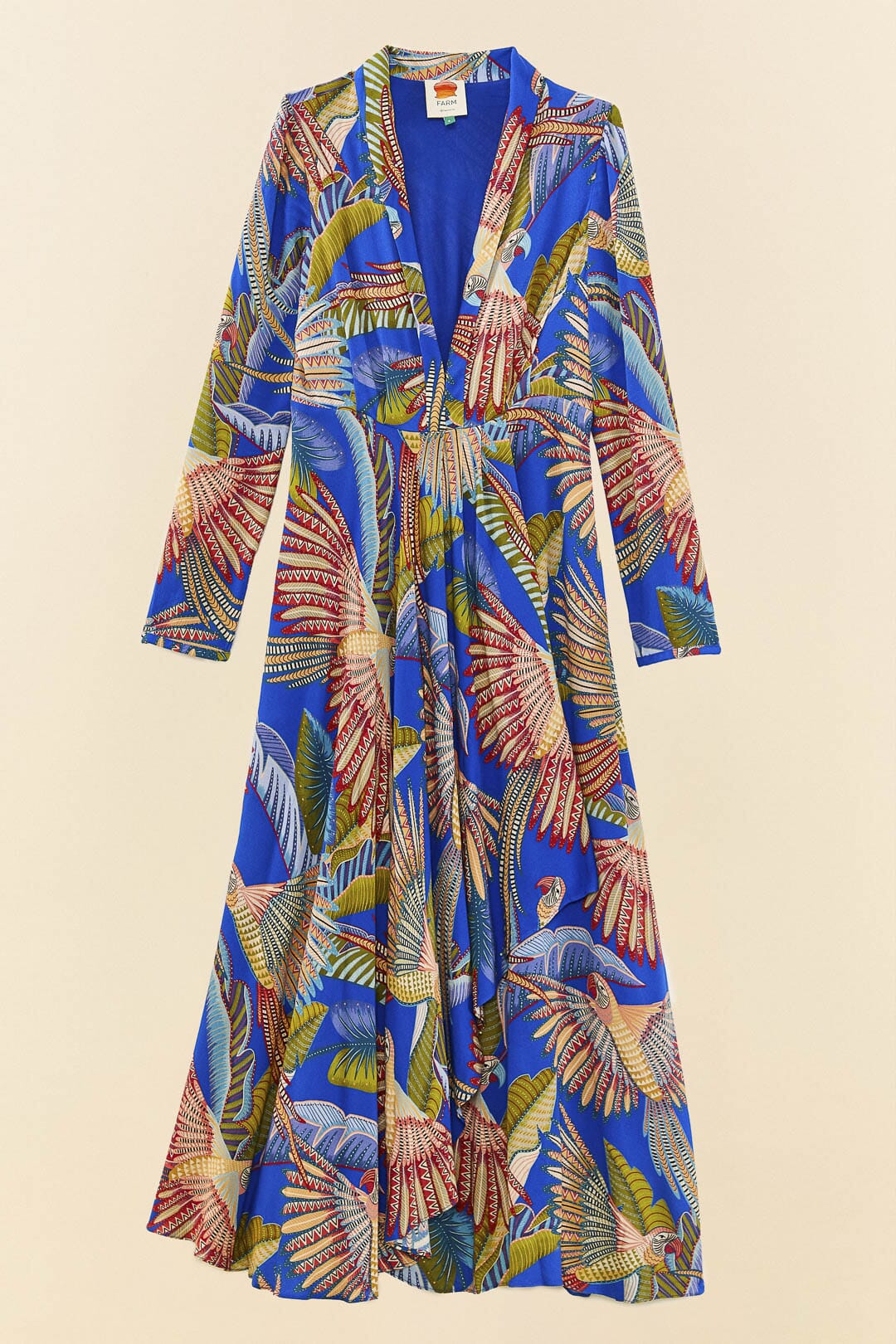 Farm Rio Blue Macaw Flight Maxi Dress