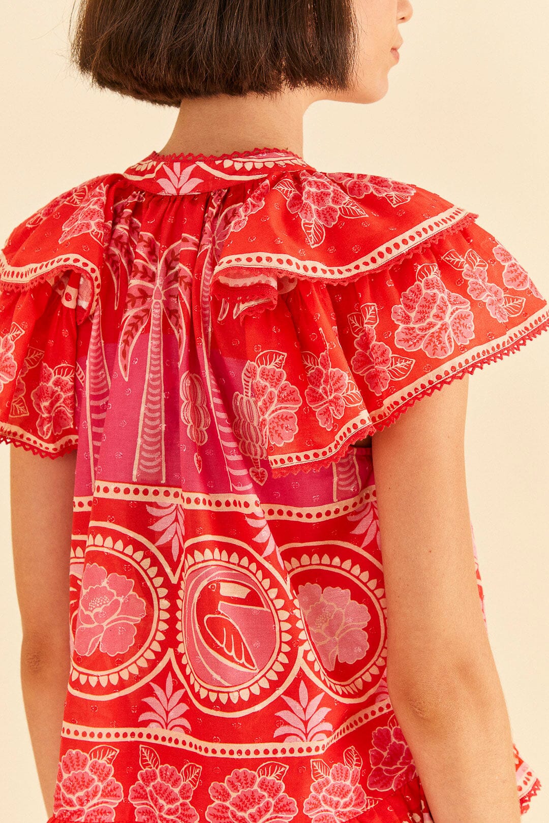 Farm Rio Red Summer Sunrise Blouse