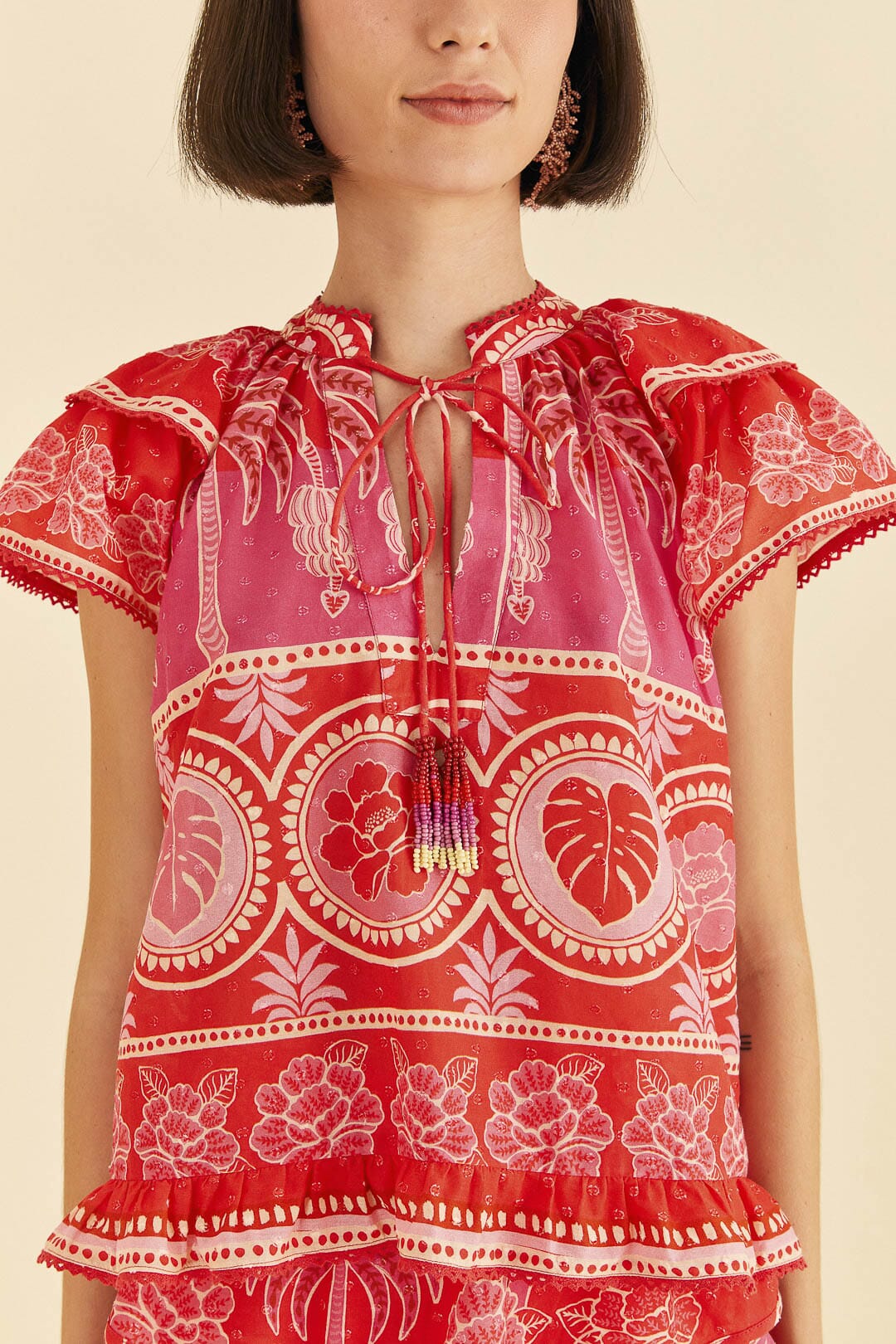 Farm Rio Red Summer Sunrise Blouse