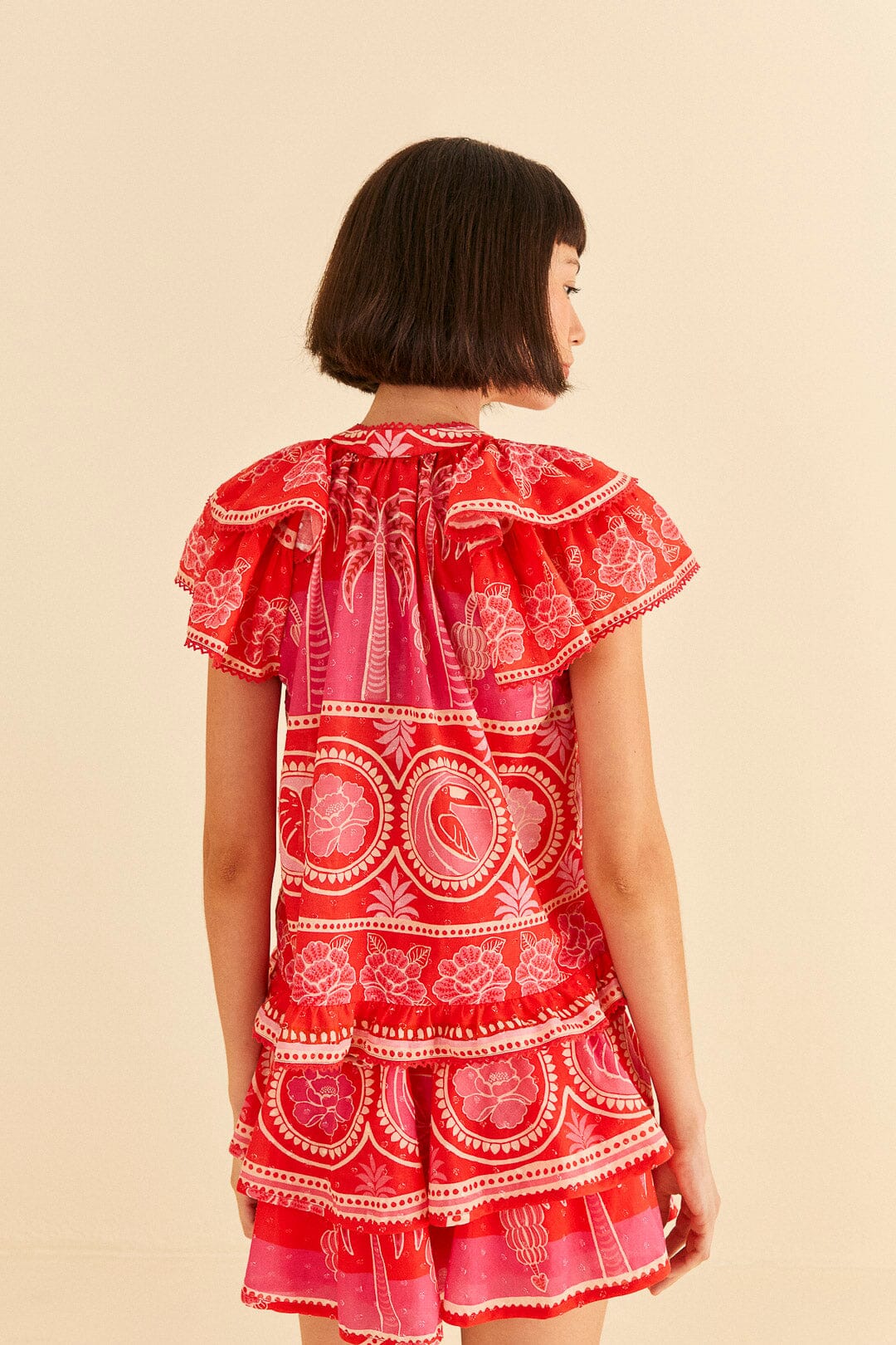 Farm Rio Red Summer Sunrise Blouse