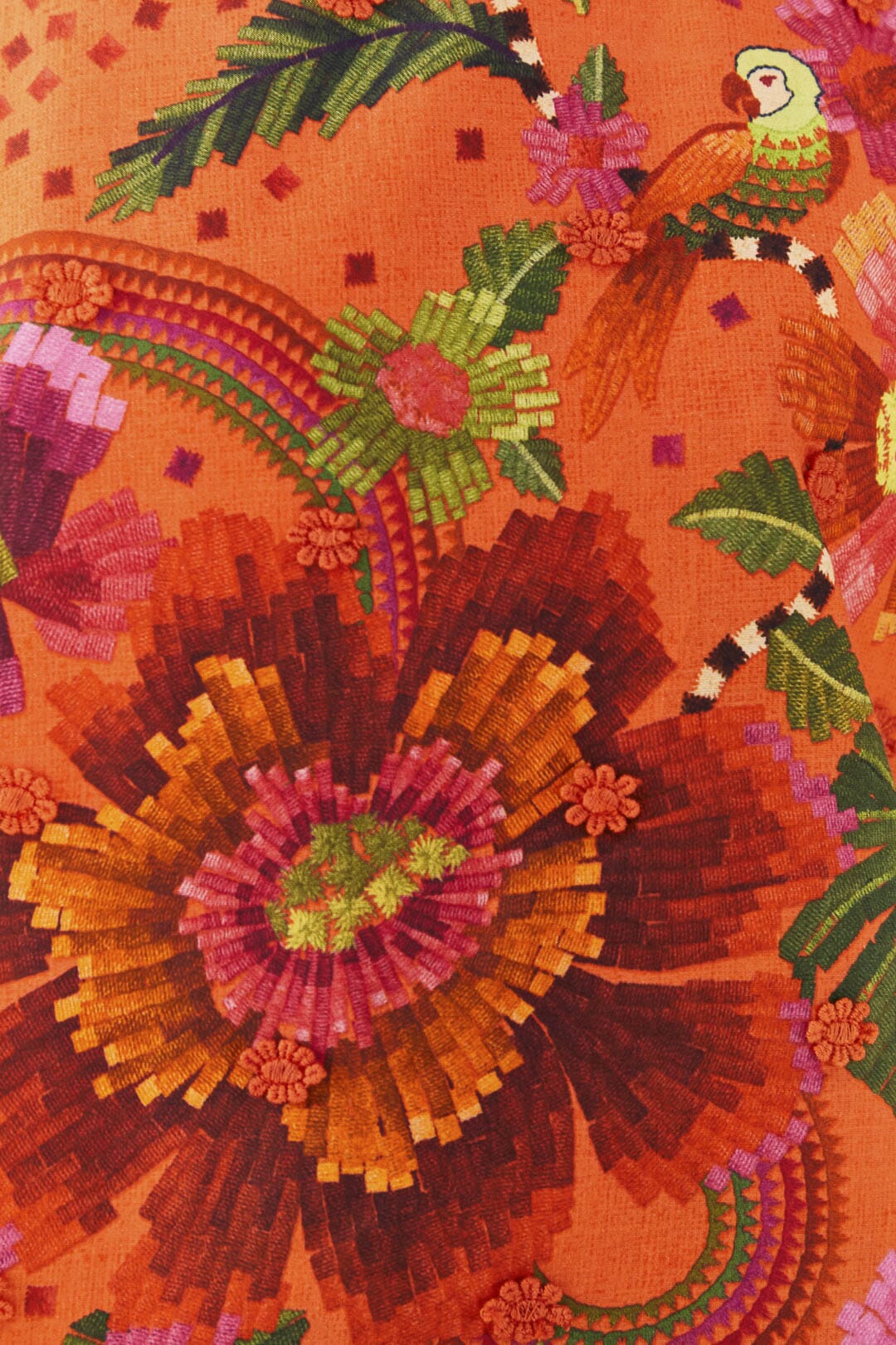 Farm Rio Orange Blooming Garden Blouse