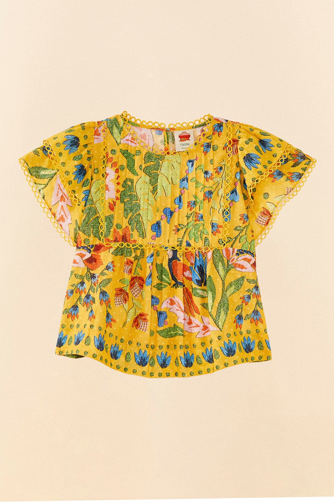Farm Rio Yellow Summer Garden Blouse