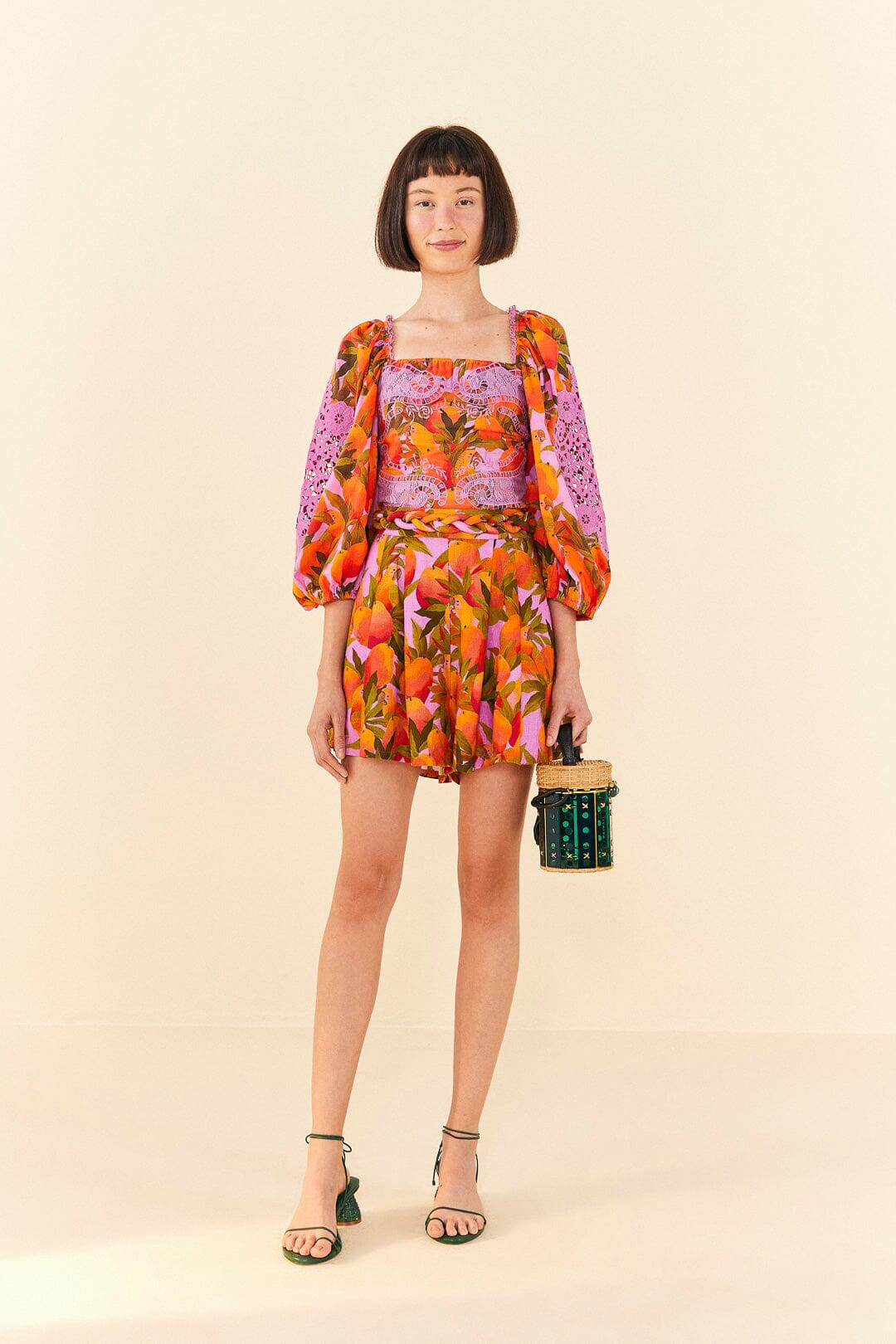 Farm Rio Lilac Mango Macaws Blouse