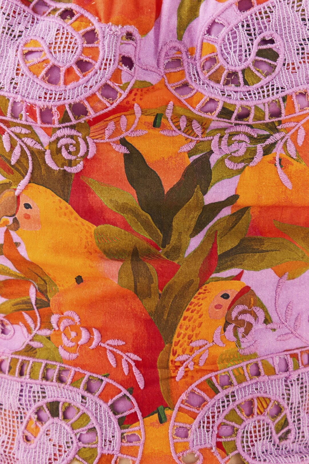 Farm Rio Lilac Mango Macaws Blouse