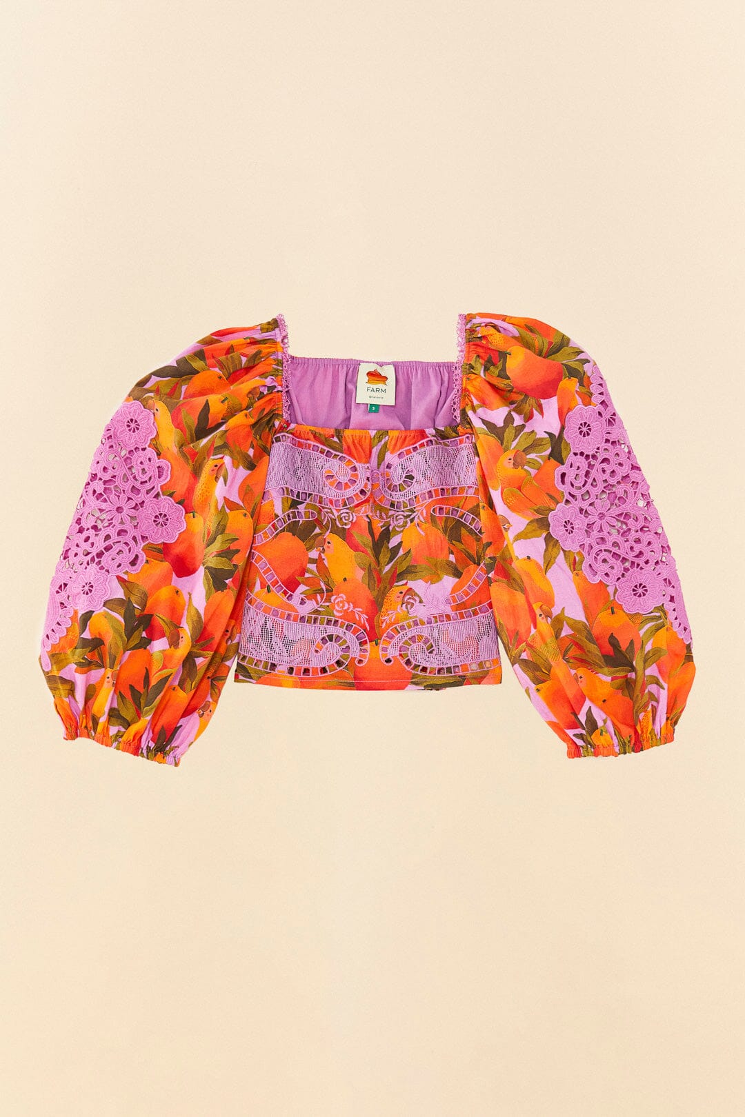 Farm Rio Lilac Mango Macaws Blouse