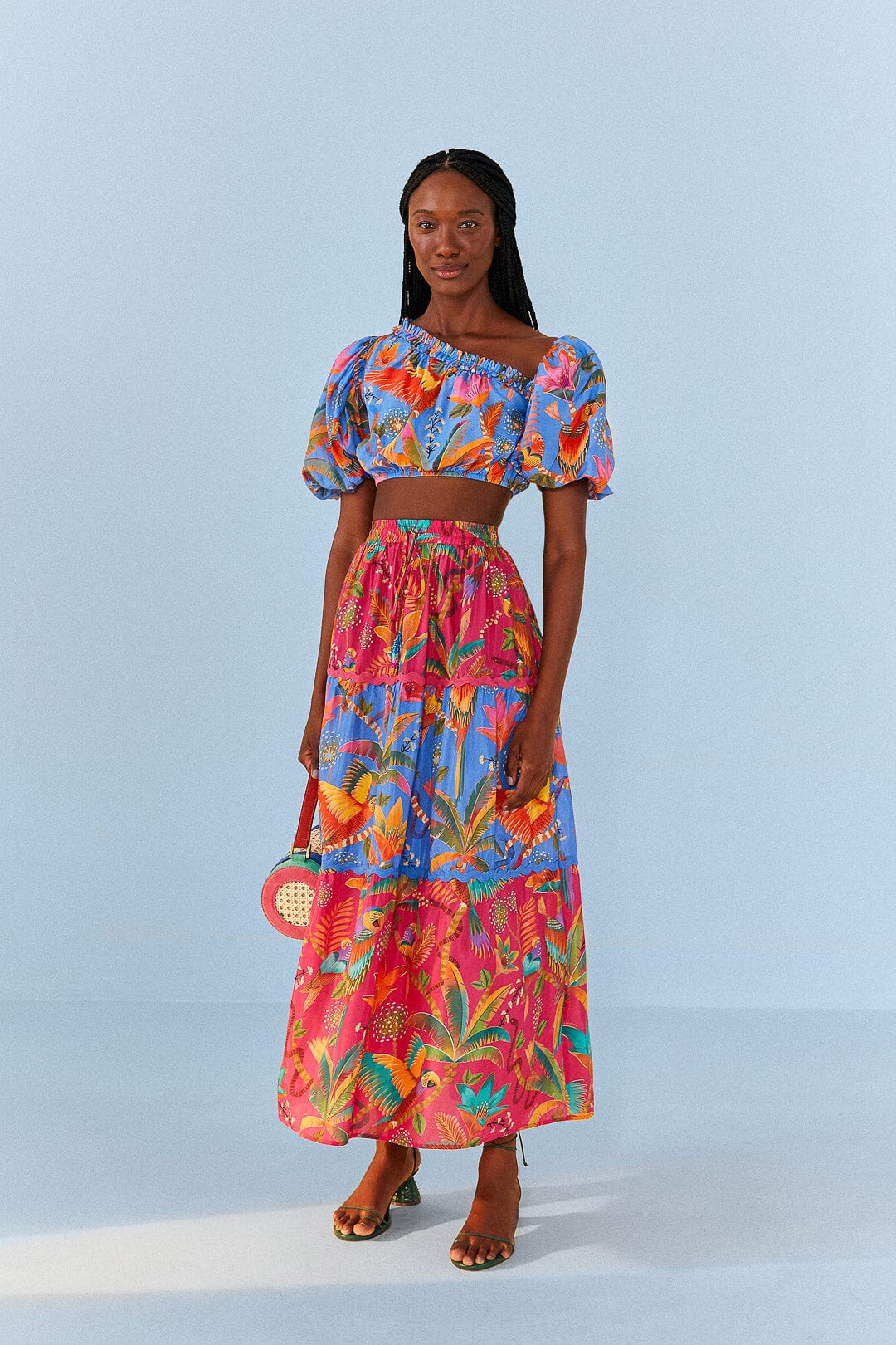 Farm Rio Blue Macaw Party Blouse
