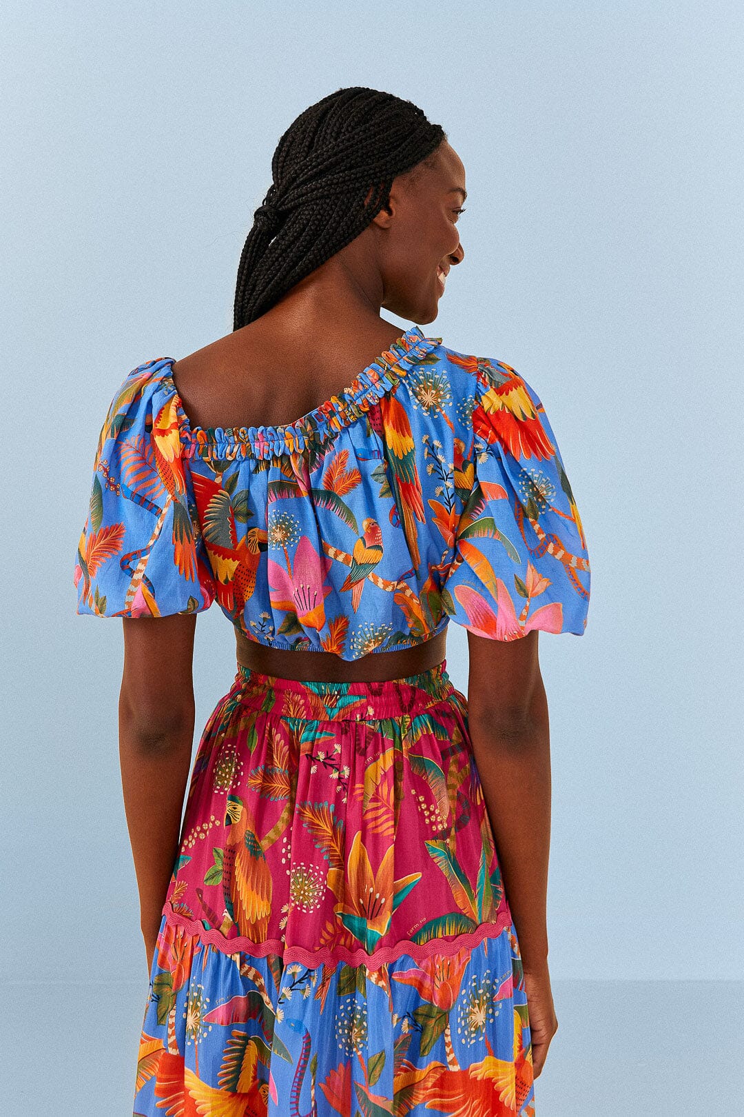 Farm Rio Blue Macaw Party Blouse