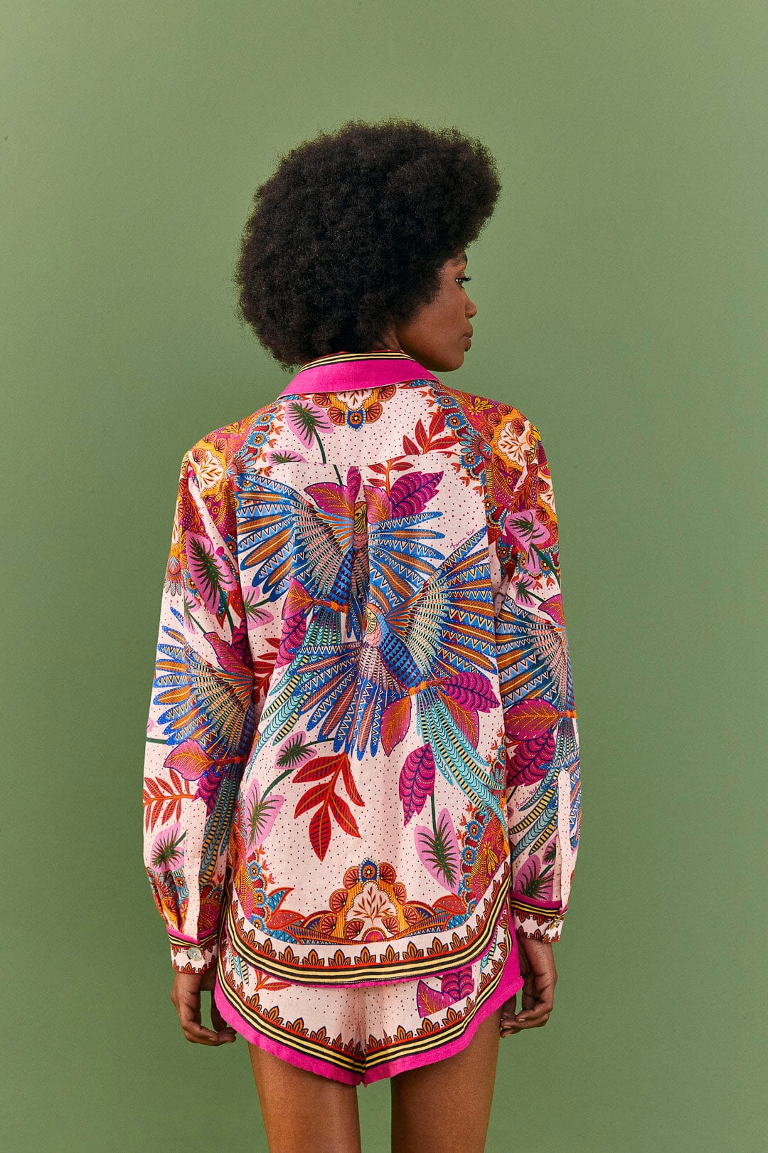Farm Rio Pink Macaw Scarf Shirt