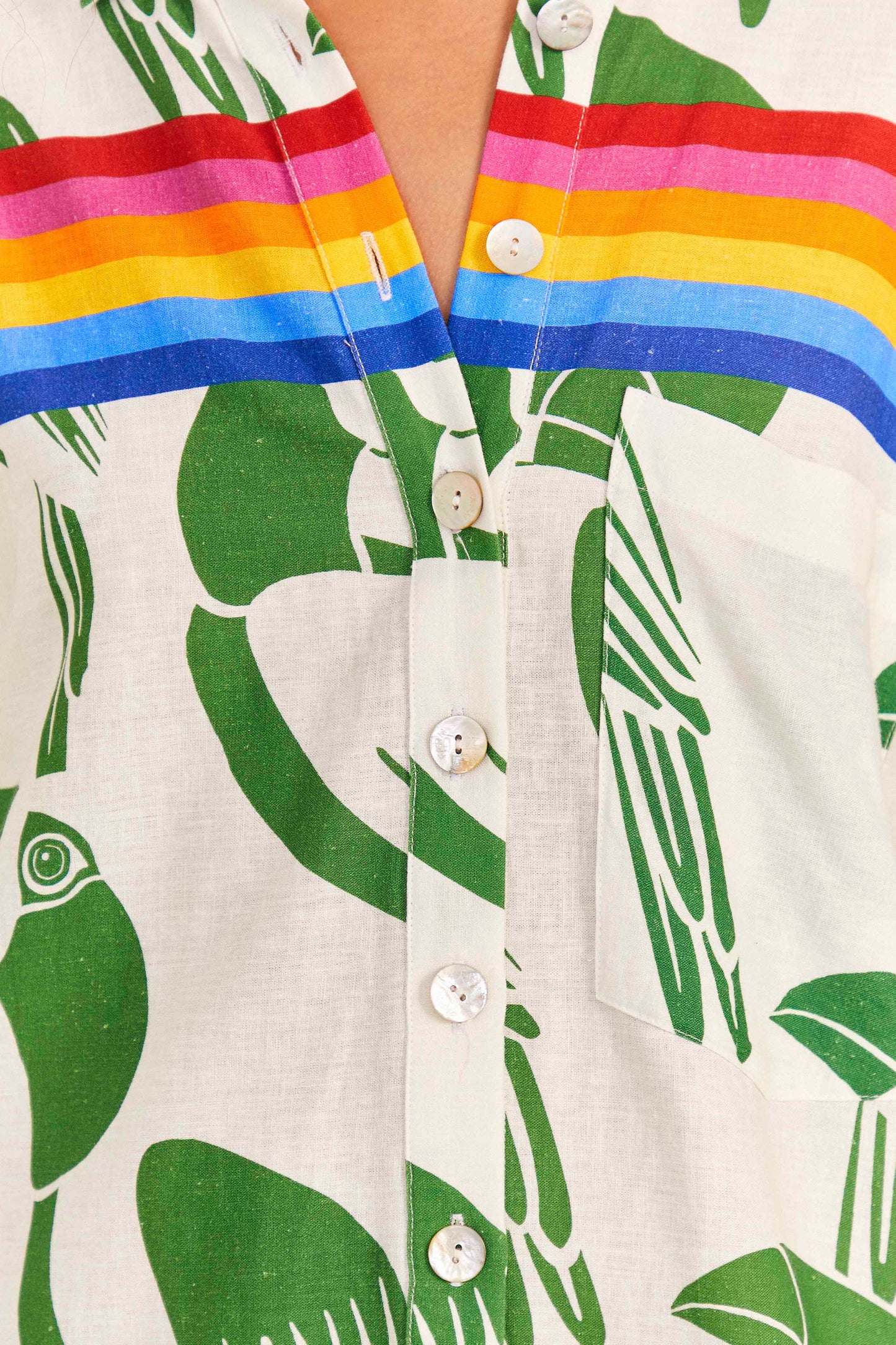 Farm Rio Off-White Rainbow Toucans Romper