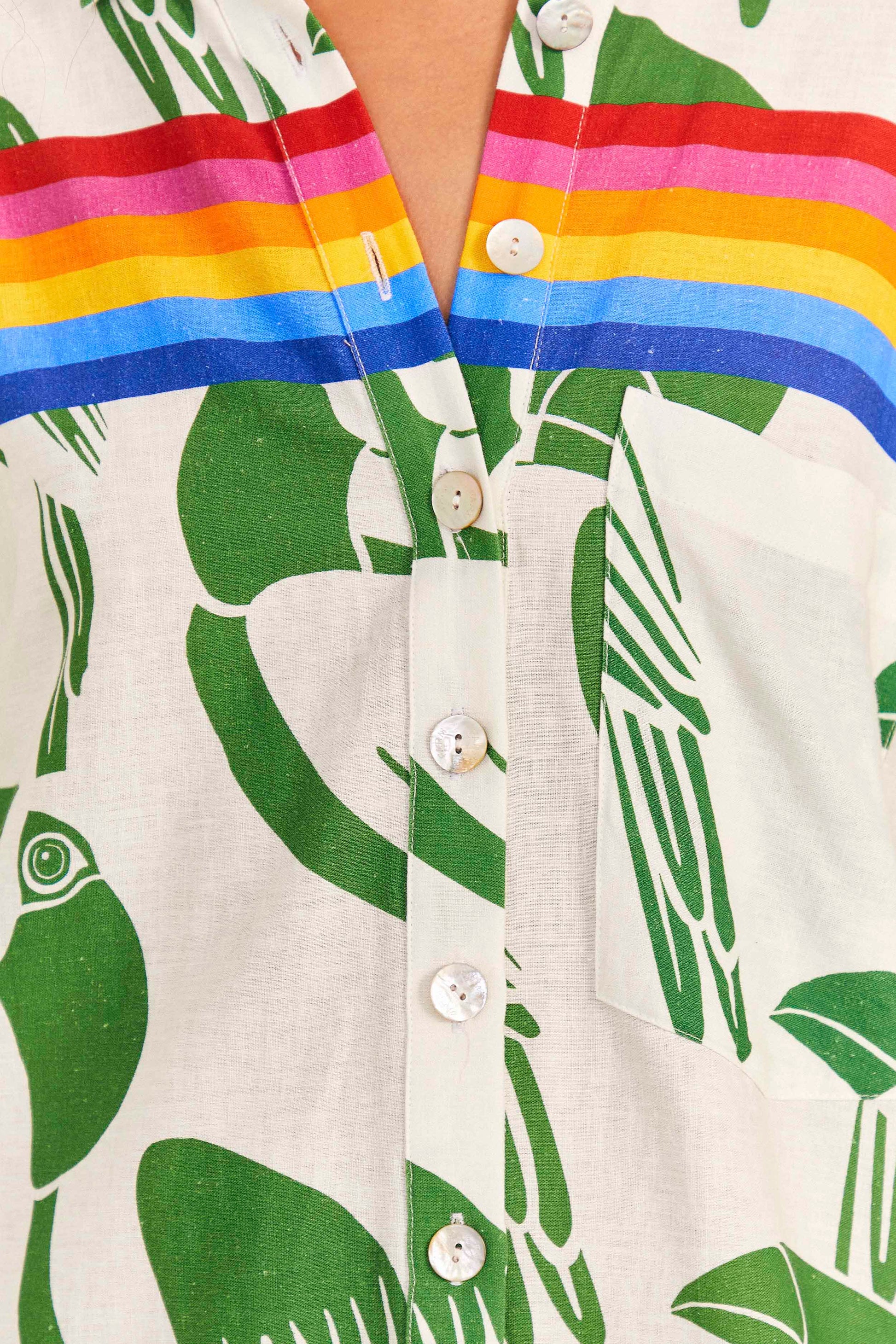 Farm Rio Off-White Rainbow Toucans Romper