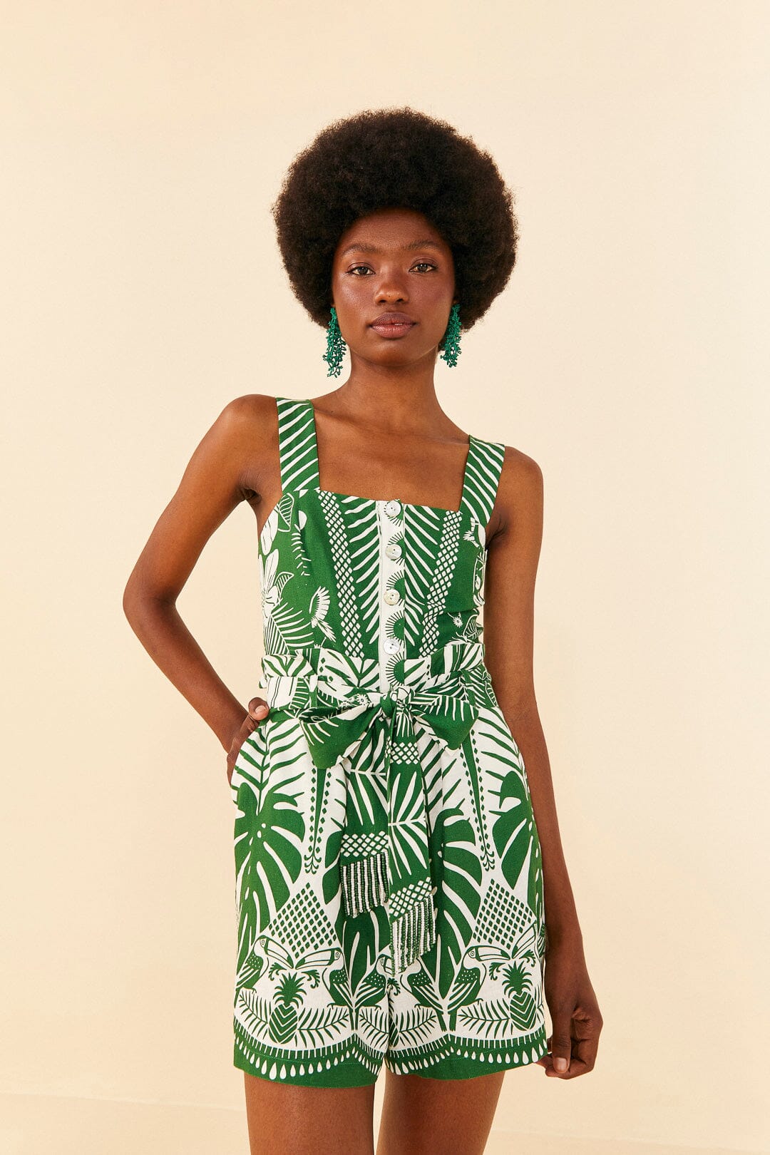 Farm Rio Off-White Macaw Elegance Romper