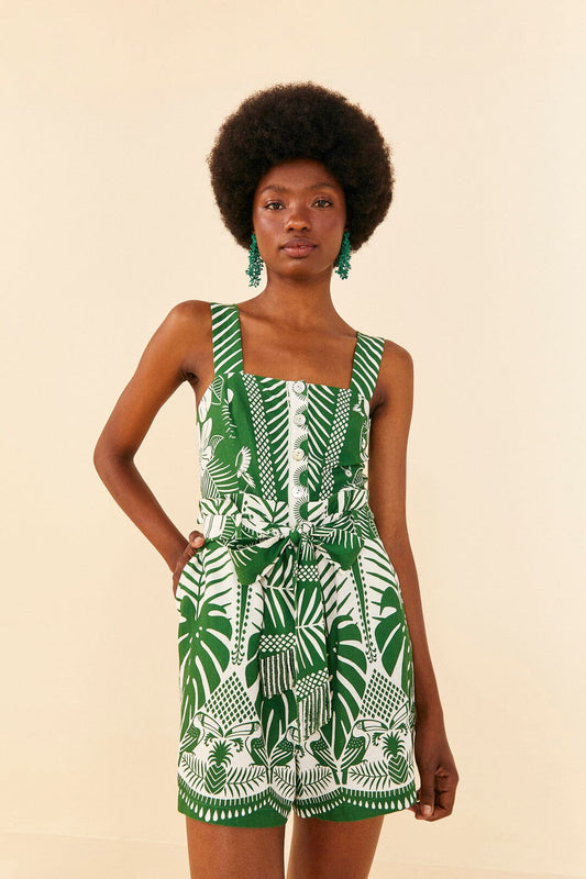 Farm Rio Off-White Macaw Elegance Romper