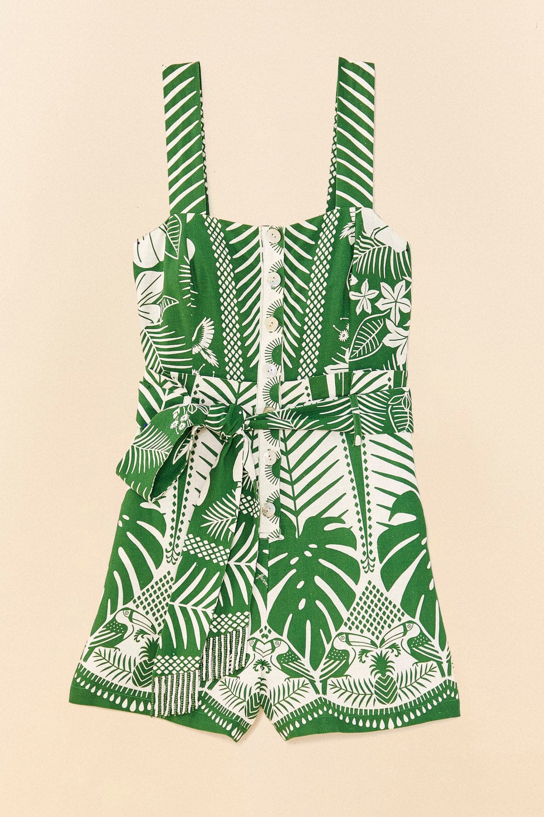 Farm Rio Off-White Macaw Elegance Romper