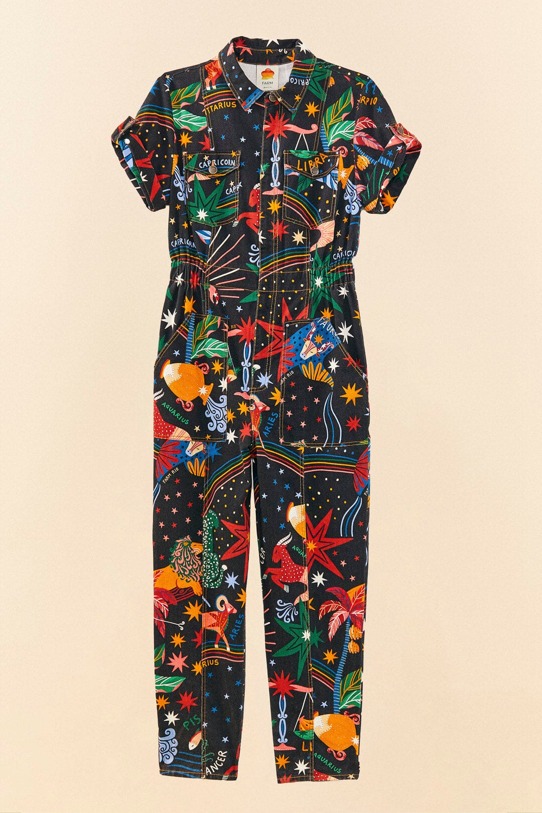 Farm Rio Zodiac Canvas Jumpsuit