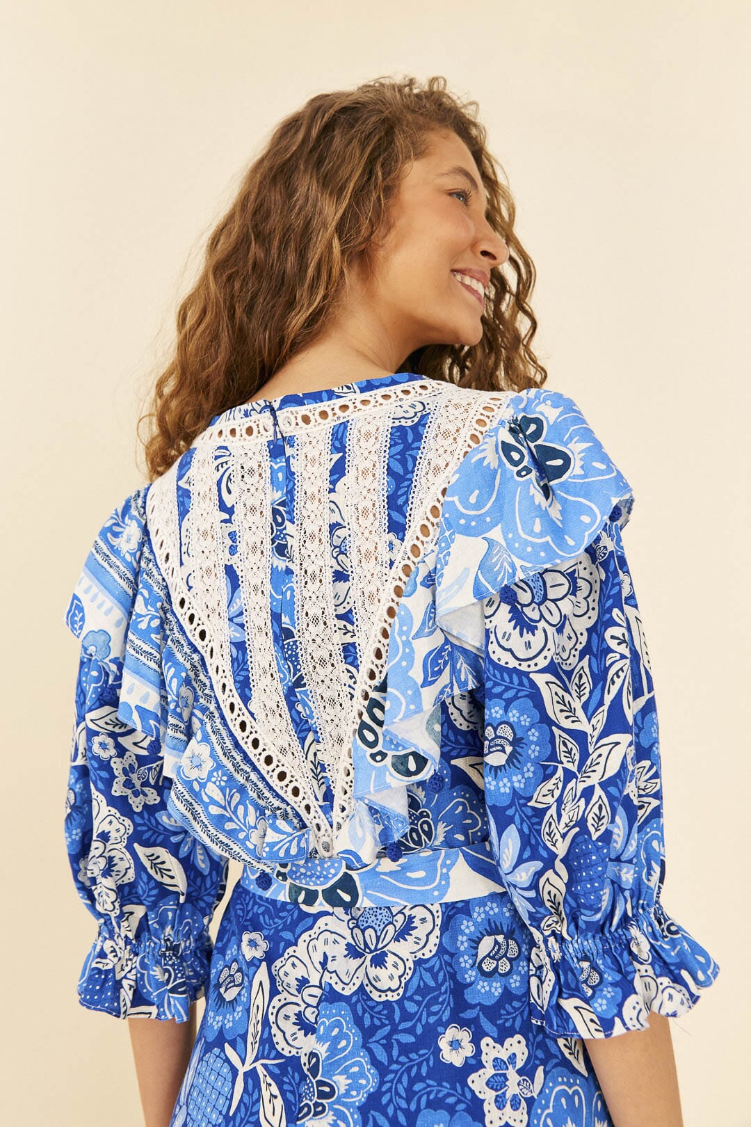 Farm Rio Blue Full Of Flowers Jumpsuit