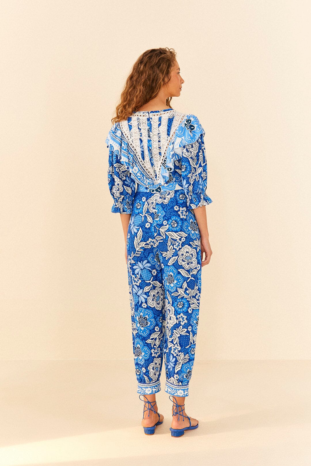 Farm Rio Blue Full Of Flowers Jumpsuit