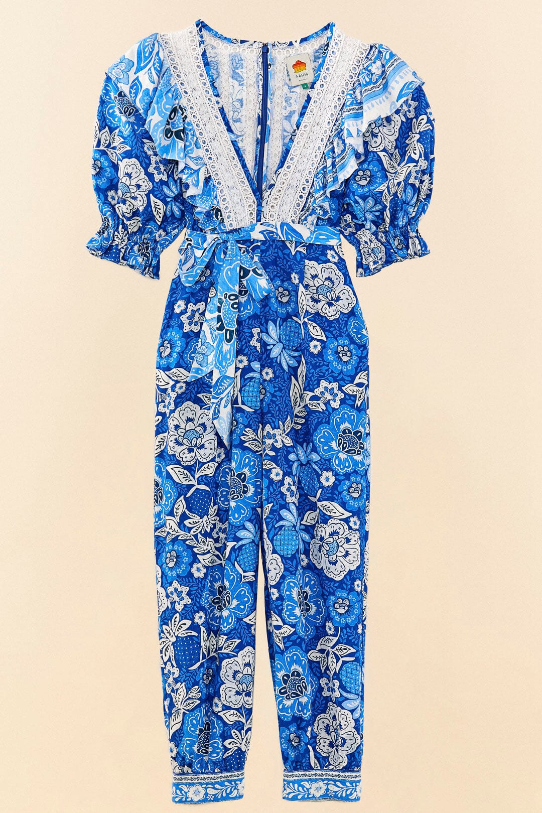 Farm Rio Blue Full Of Flowers Jumpsuit