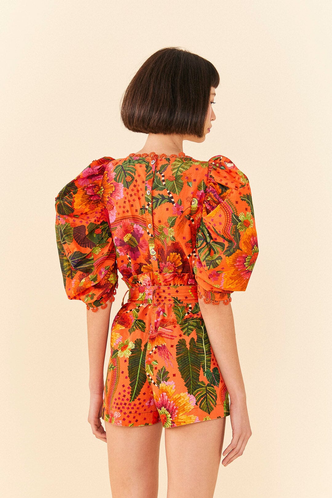 Farm Rio Orange Blooming Garden Shorts