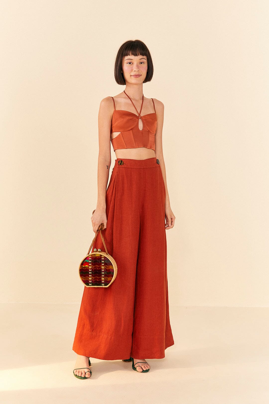 Farm Rio Brown Wide Leg Pants