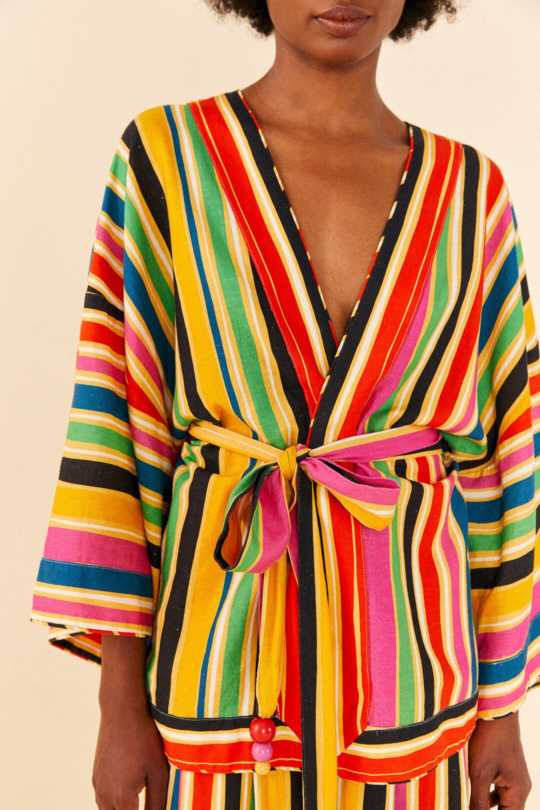 Farm Rio Rainbow Stripes Kimono