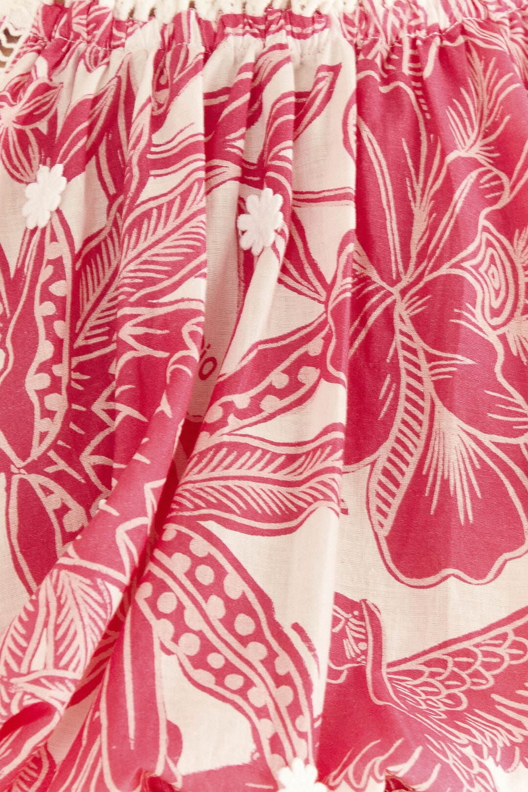 Farm Rio Pink Tropical Woodcut Crop Top