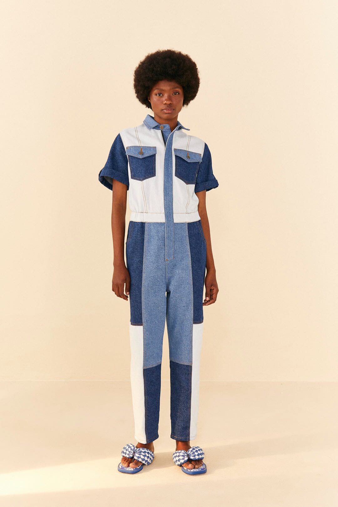 Farm Rio CUTWORK DENIM JUMPSUIT