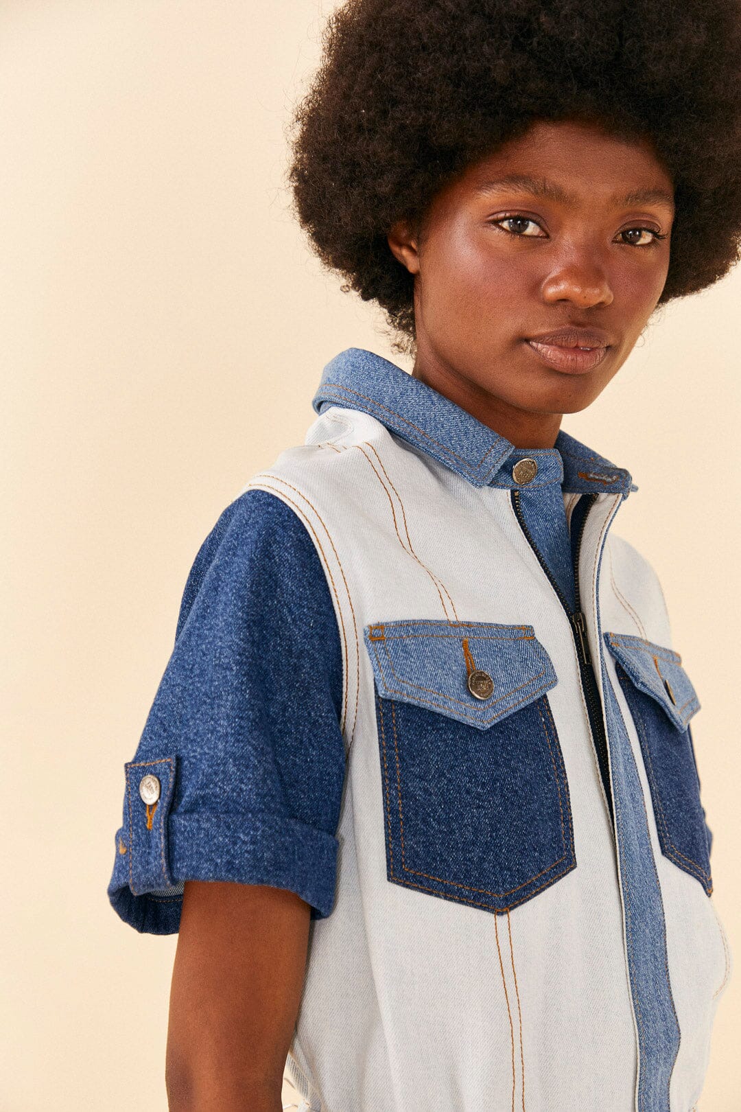 Farm Rio CUTWORK DENIM JUMPSUIT