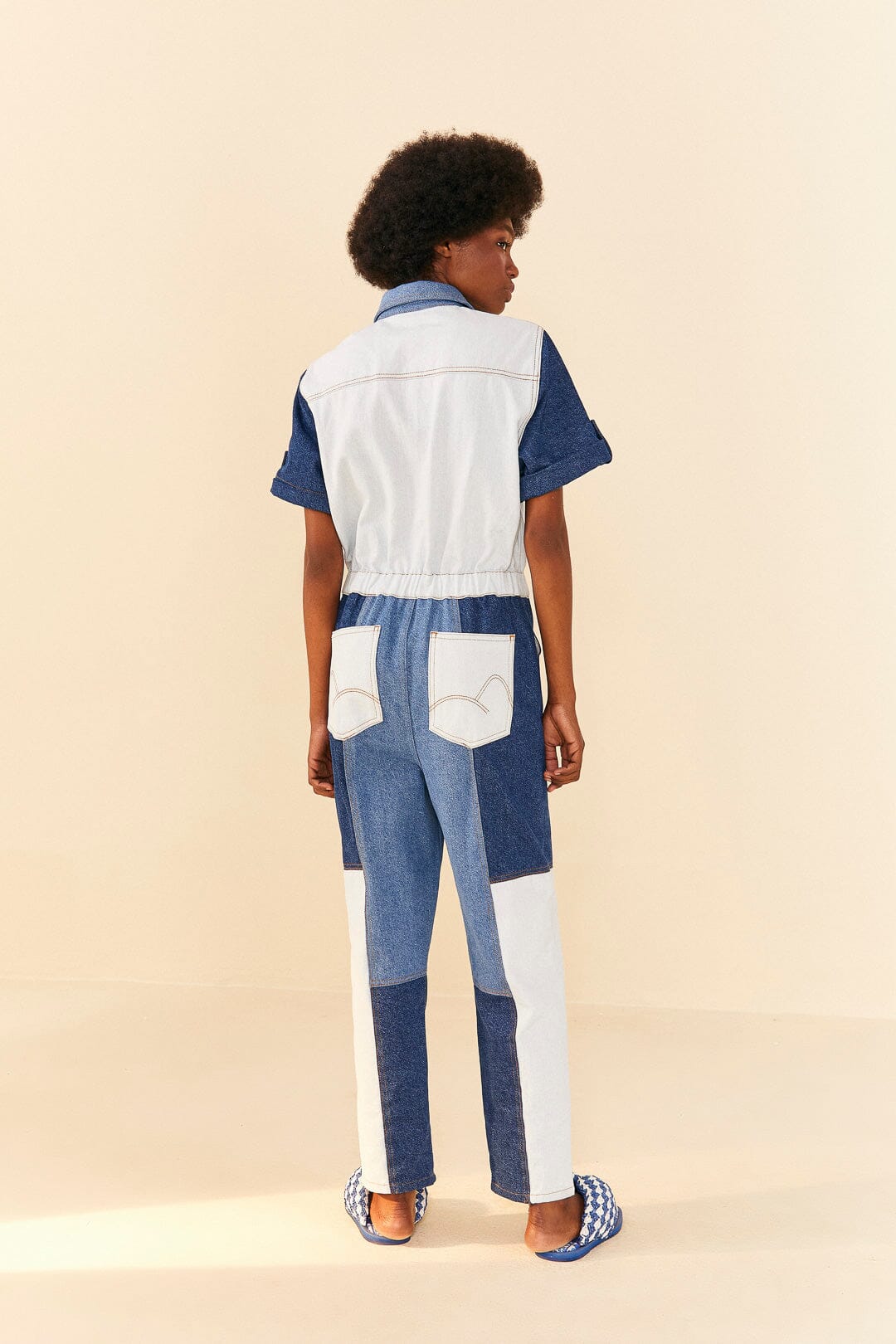 Farm Rio CUTWORK DENIM JUMPSUIT
