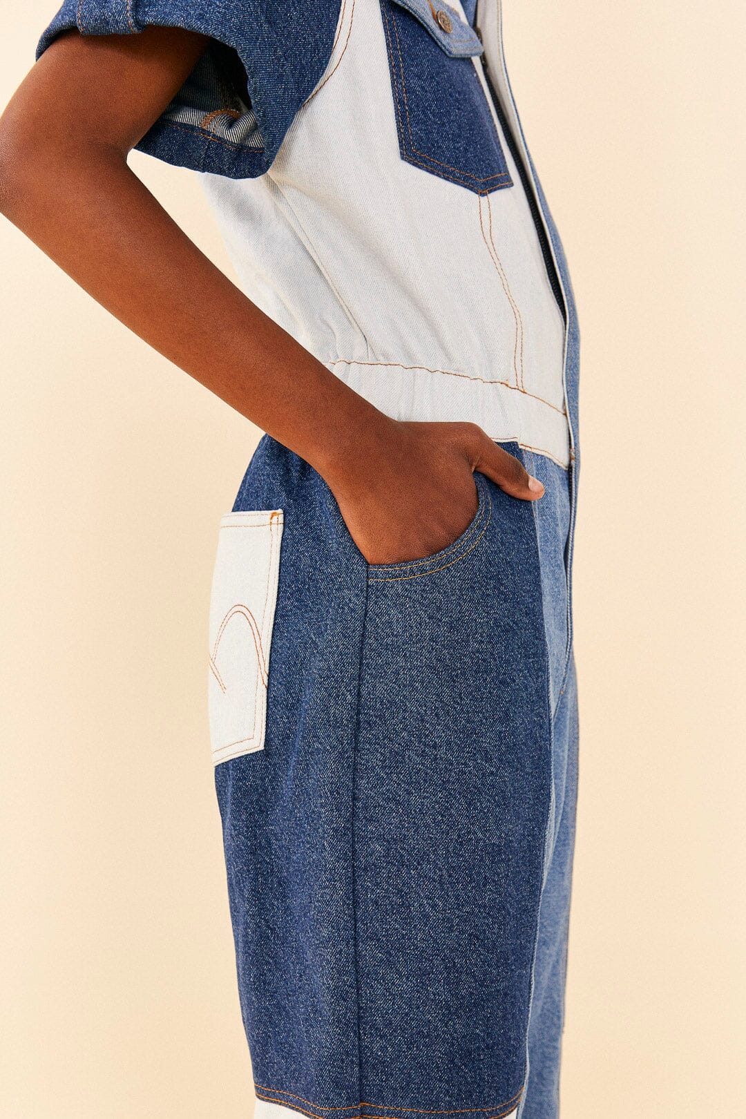 Farm Rio CUTWORK DENIM JUMPSUIT