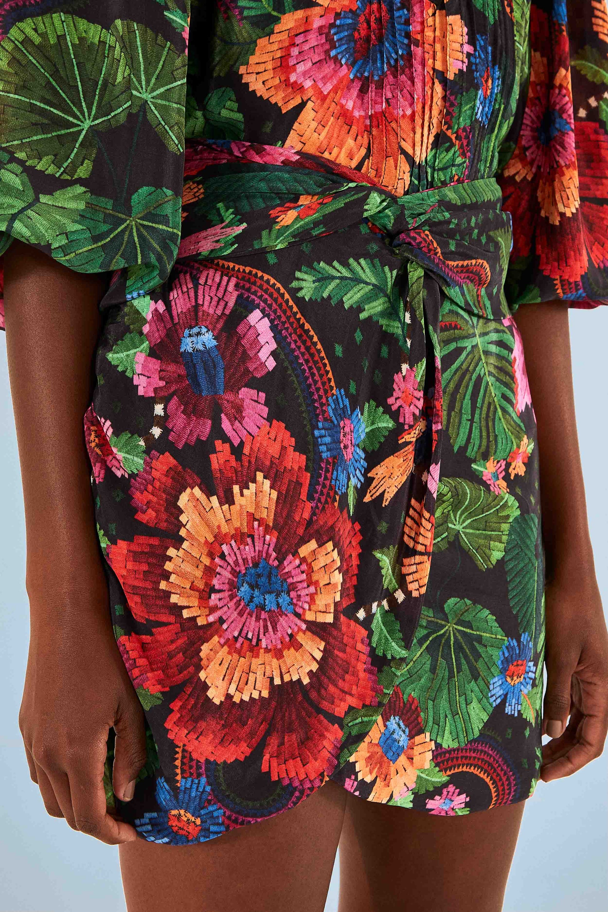 Farm Rio Black Blooming Garden Mini Skirt