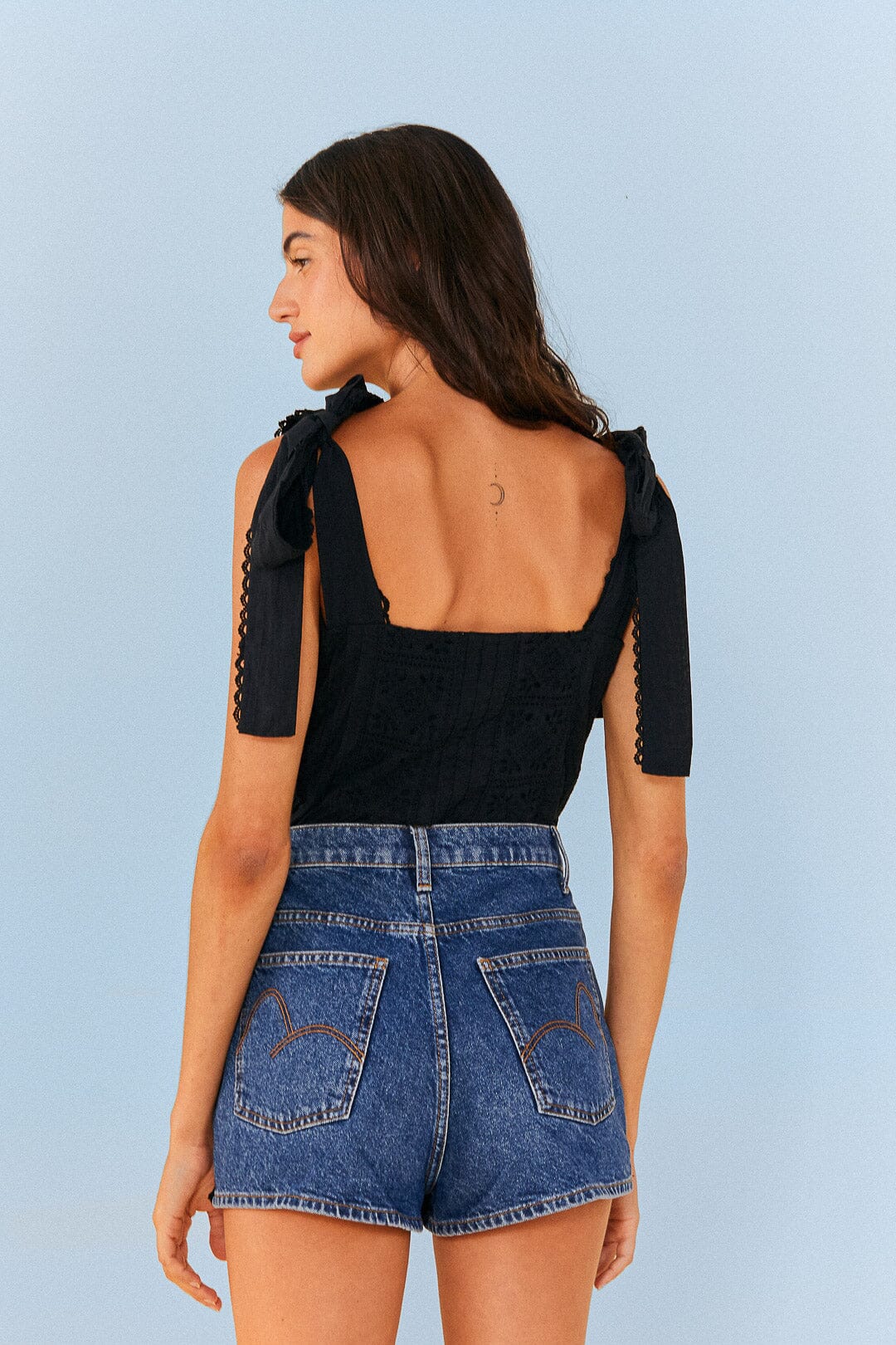 Farm Rio Crochet Denim Shorts