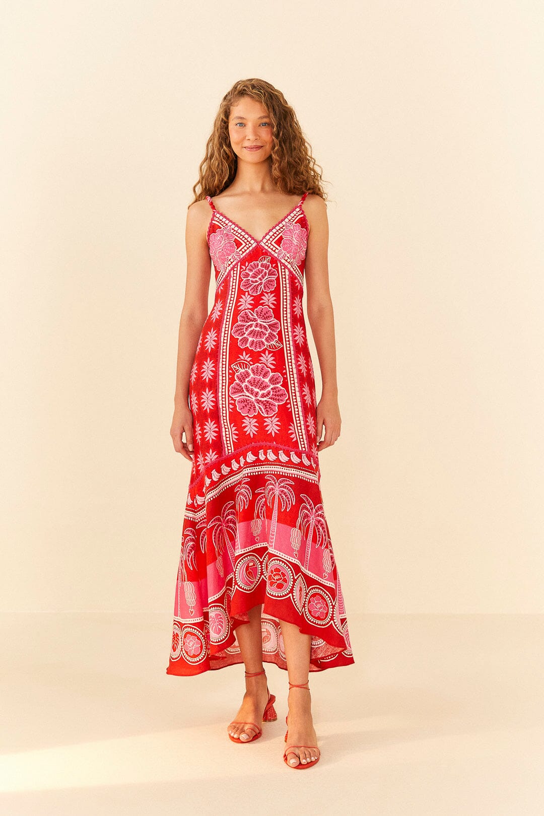 Farm Rio Red Summer Sunrise Maxi Dress