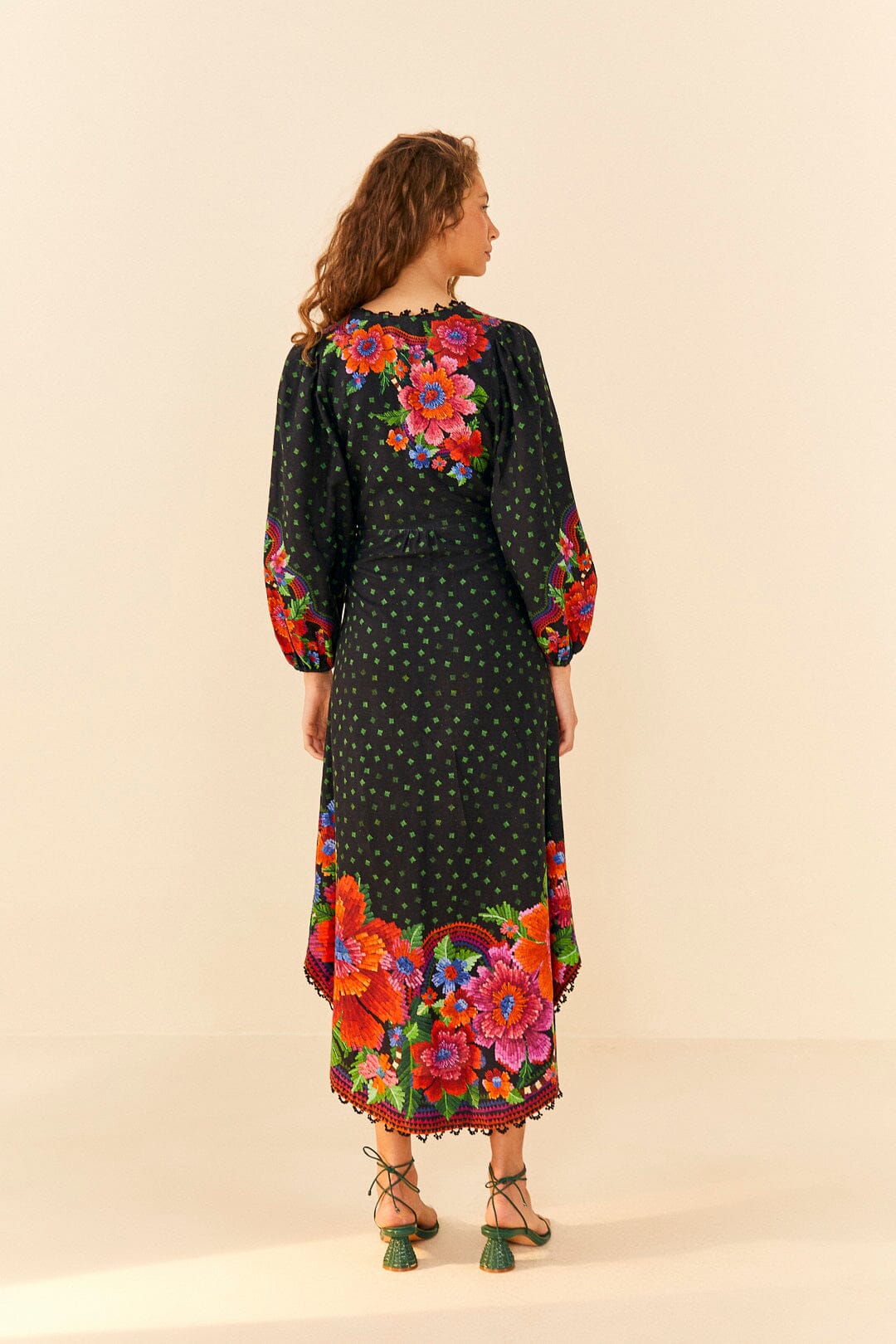 Farm Rio Black Blooming Garden Dress