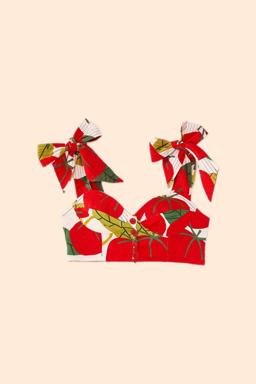 Farm Rio Tomato Tie Strap Crop Top