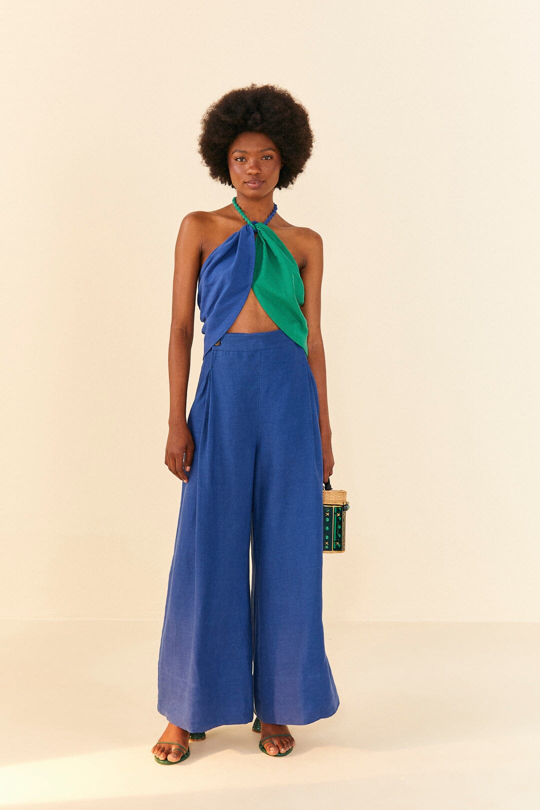 Farm Rio Deep Blue High Waisted Pants