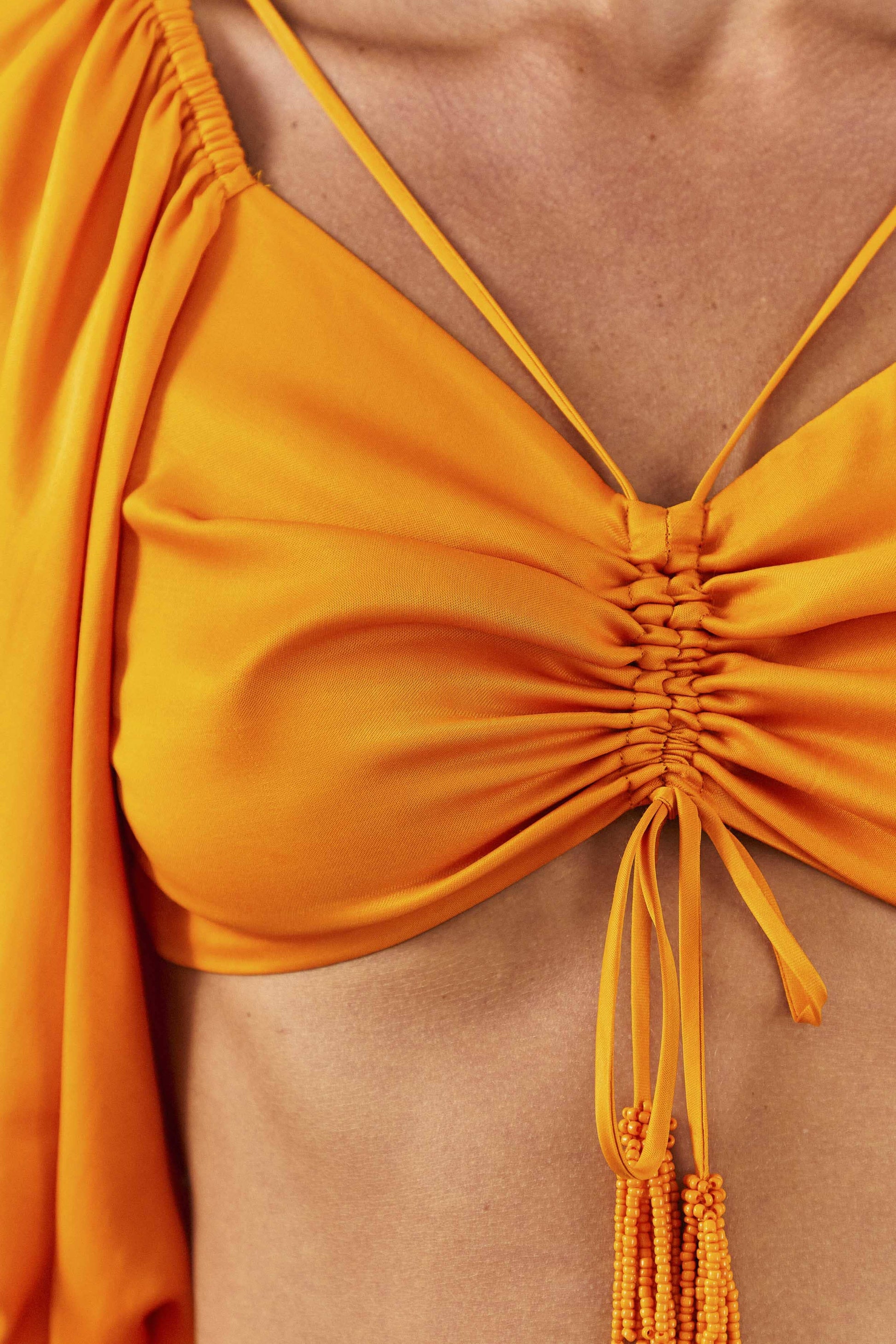 Farm Rio Orange Lenzing™ Ecovero™ Viscose Crop Blouse