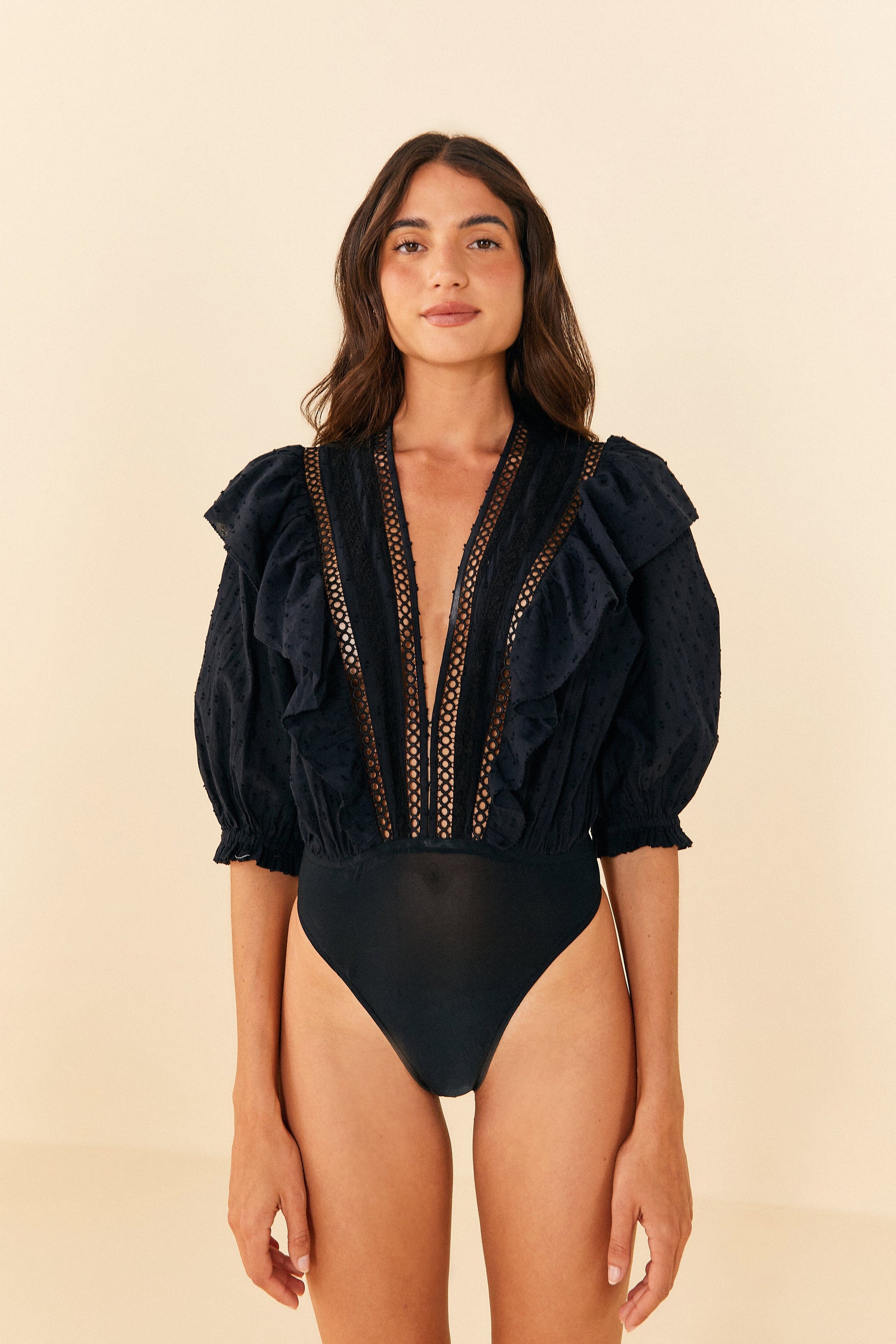Farm Rio Black Lace Bodysuit