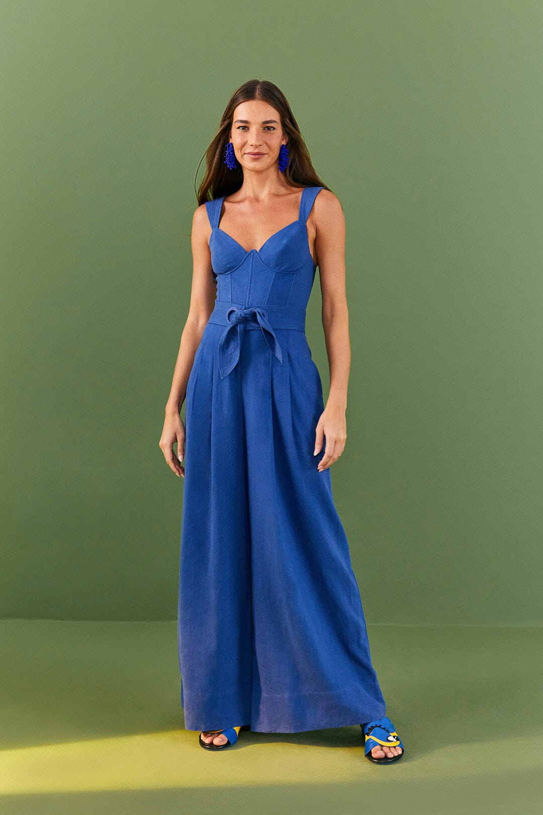 Farm Rio Dark Blue Belted Jumpsuit
