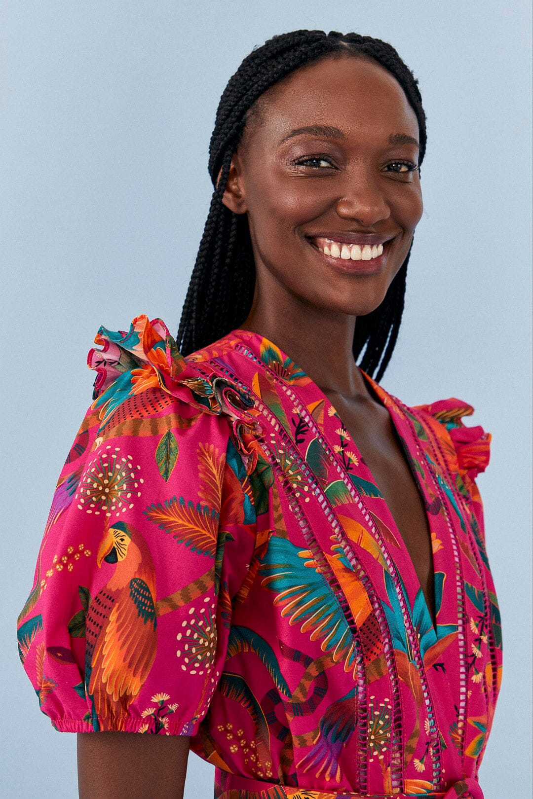 Farm Rio Pink Macaw Party Organic Cotton Romper