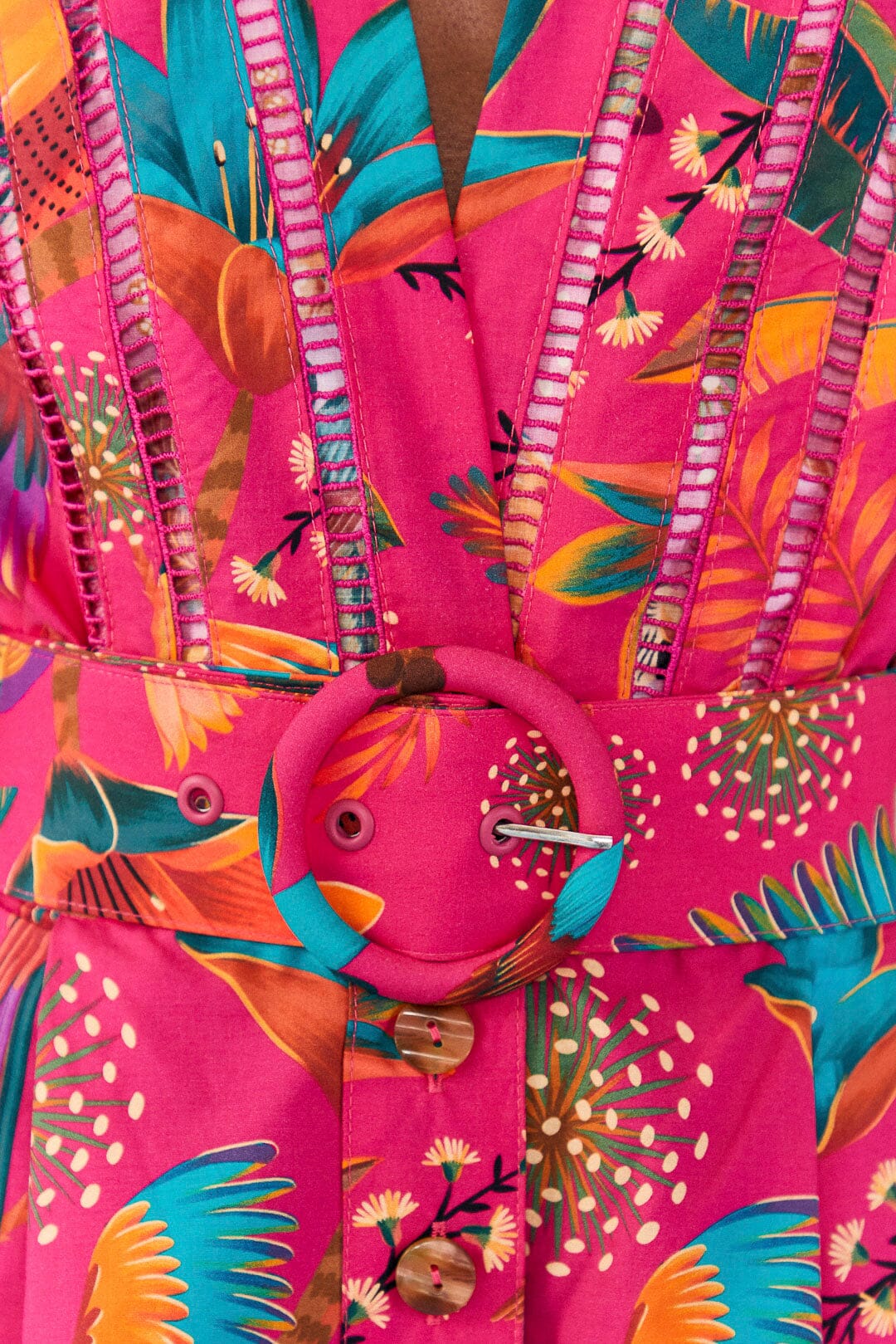 Farm Rio Pink Macaw Party Organic Cotton Romper
