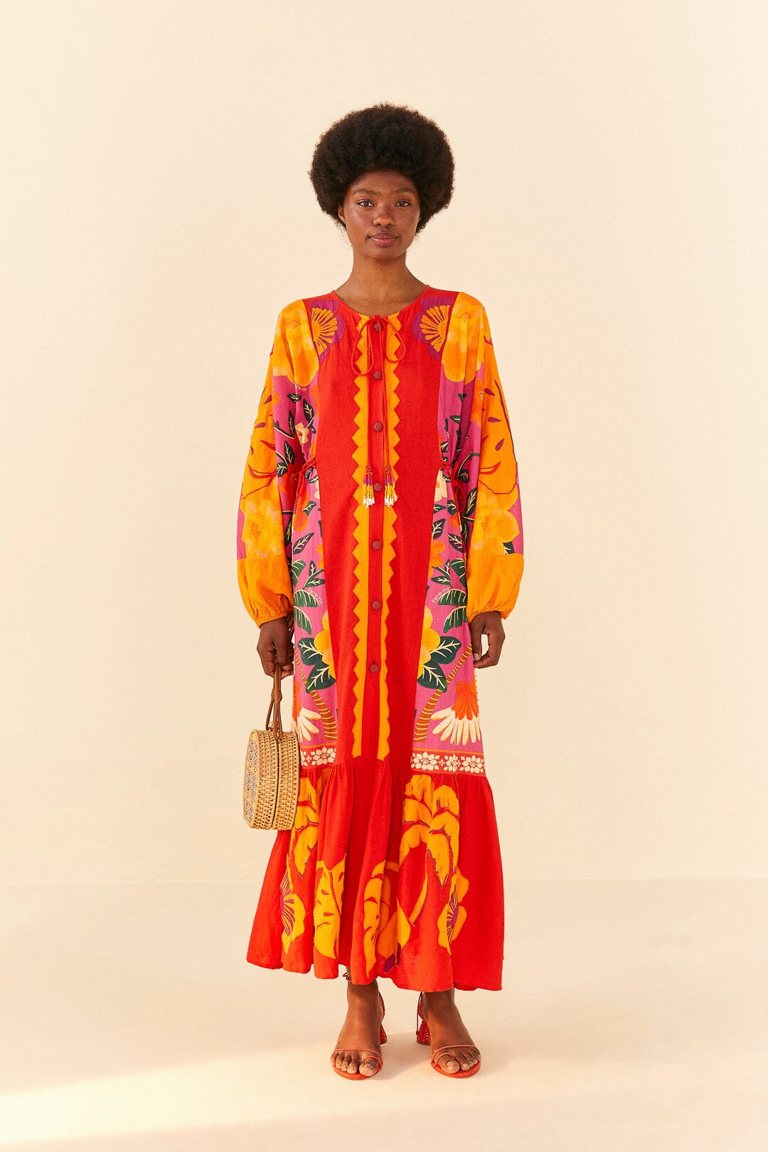 Farm Rio Sunset Patchwork Maxi Dress