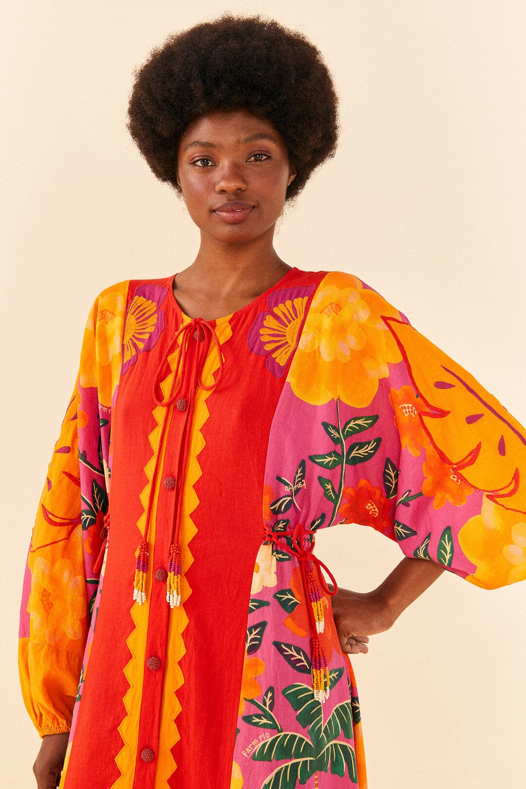 Farm Rio Sunset Patchwork Maxi Dress