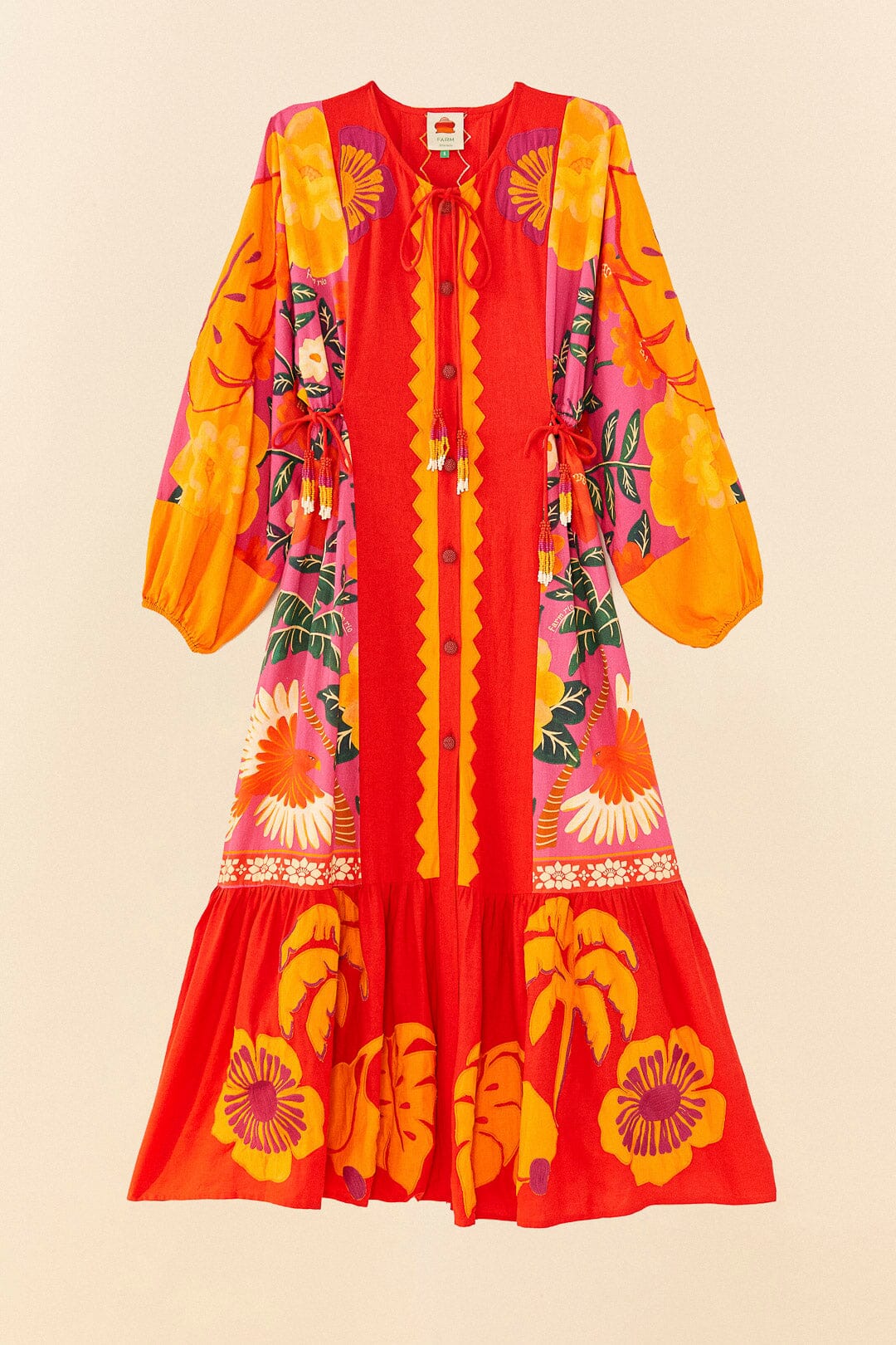Farm Rio Sunset Patchwork Maxi Dress
