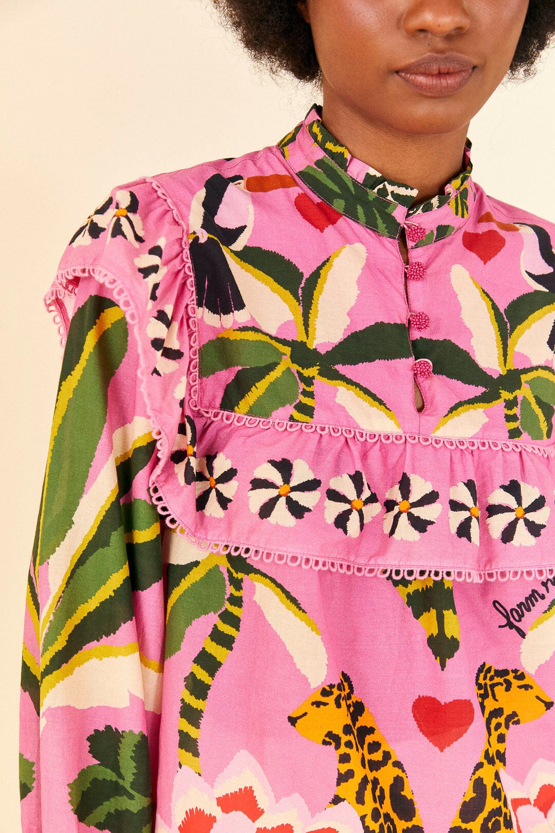 Farm Rio Pink Leopard Forest Blouse
