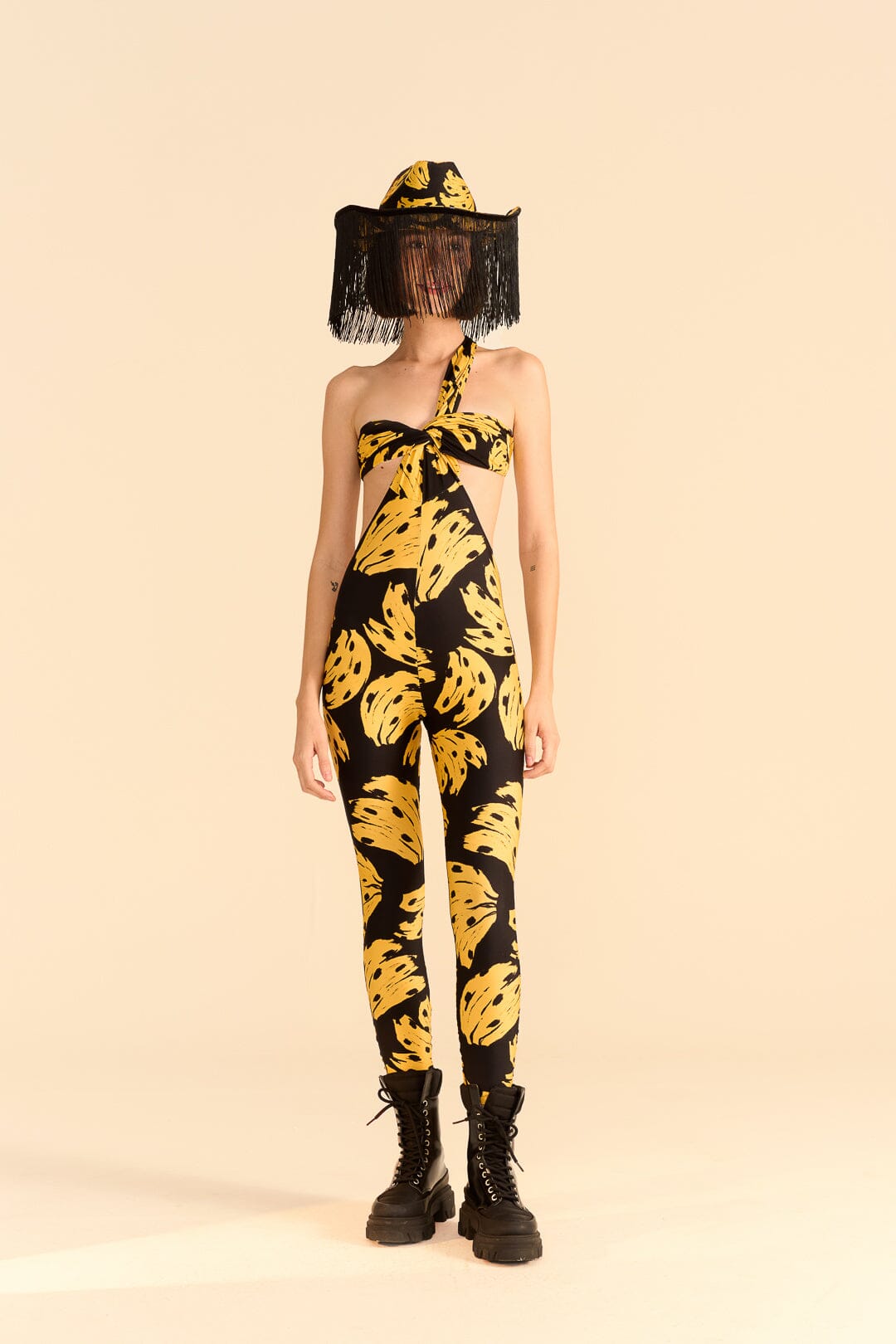 Farm Rio Black Bossa Banana Lycra Jumpsuit