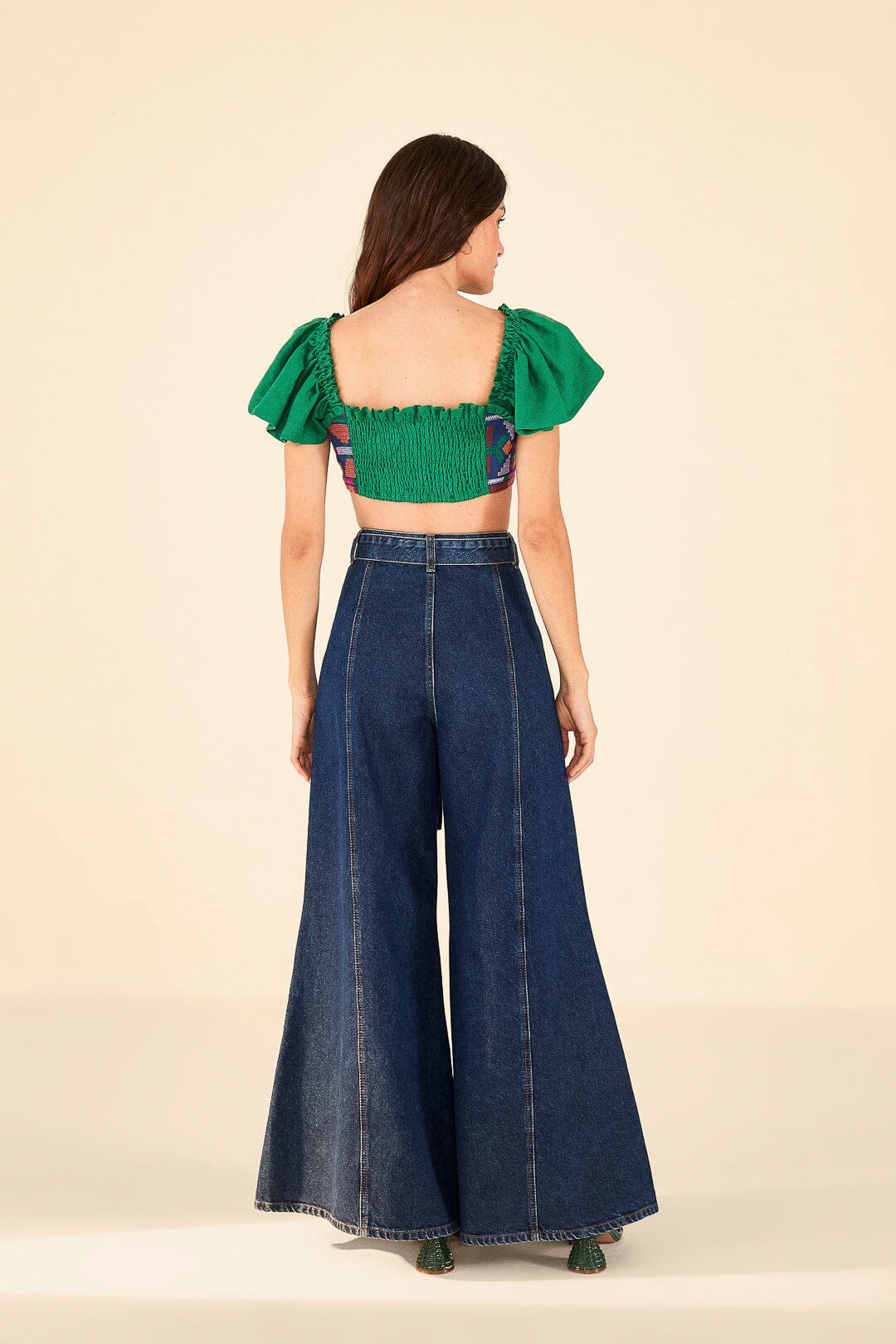Farm Rio Dark Wash Wide Leg Denim Pants