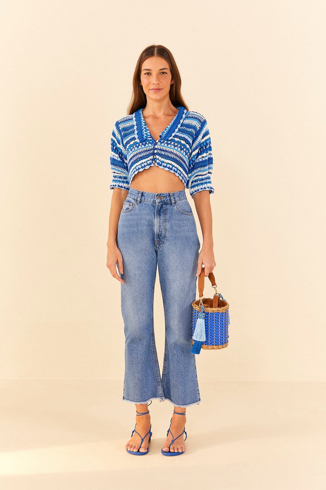 Farm Rio Light Wash Carrot Denim Pants