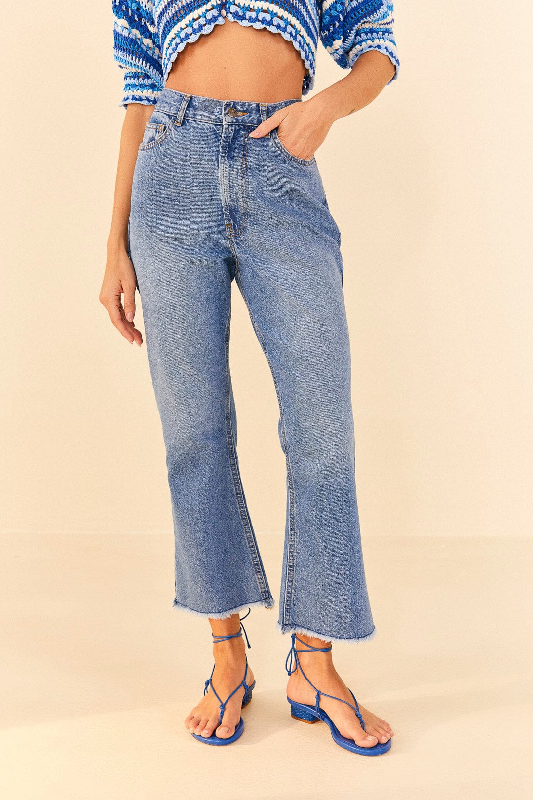 Farm Rio Light Wash Carrot Denim Pants
