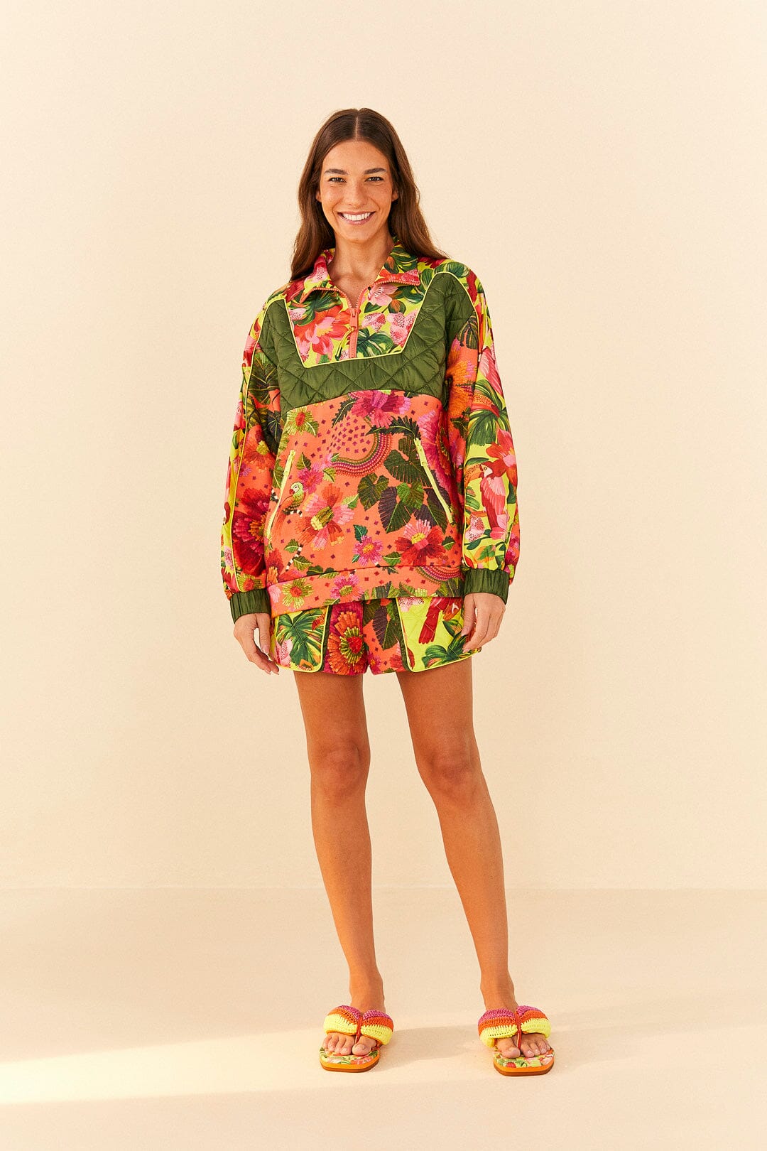 Farm Rio Orange Blooming Garden Sweatshirt