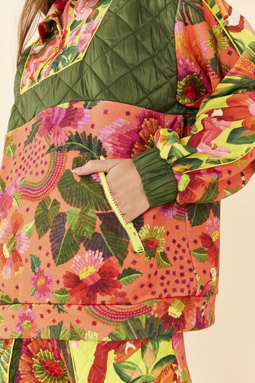 Farm Rio Orange Blooming Garden Sweatshirt